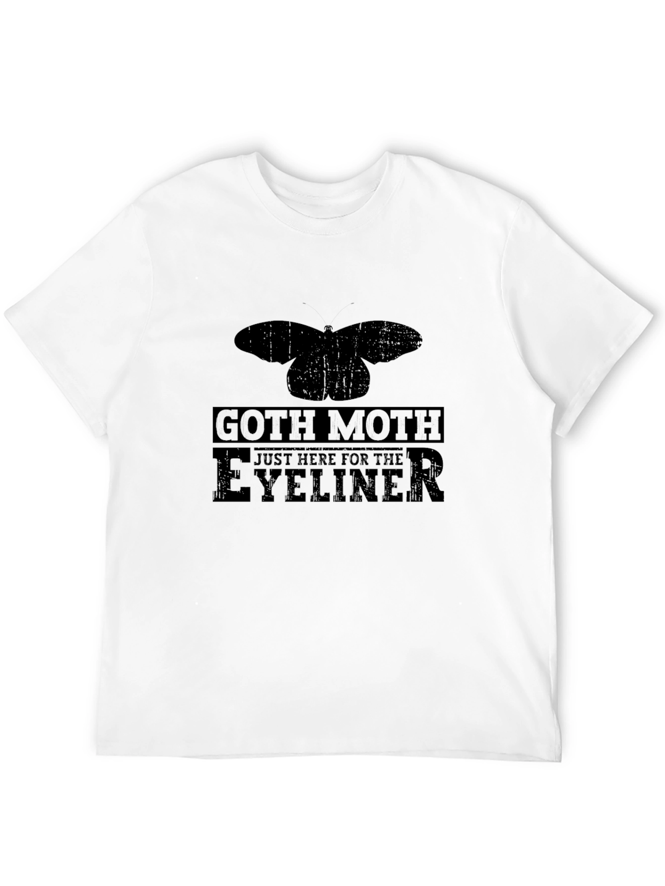 Black Goth Moth Eyeliner T-Shirt - Black Cotton Tee view 12