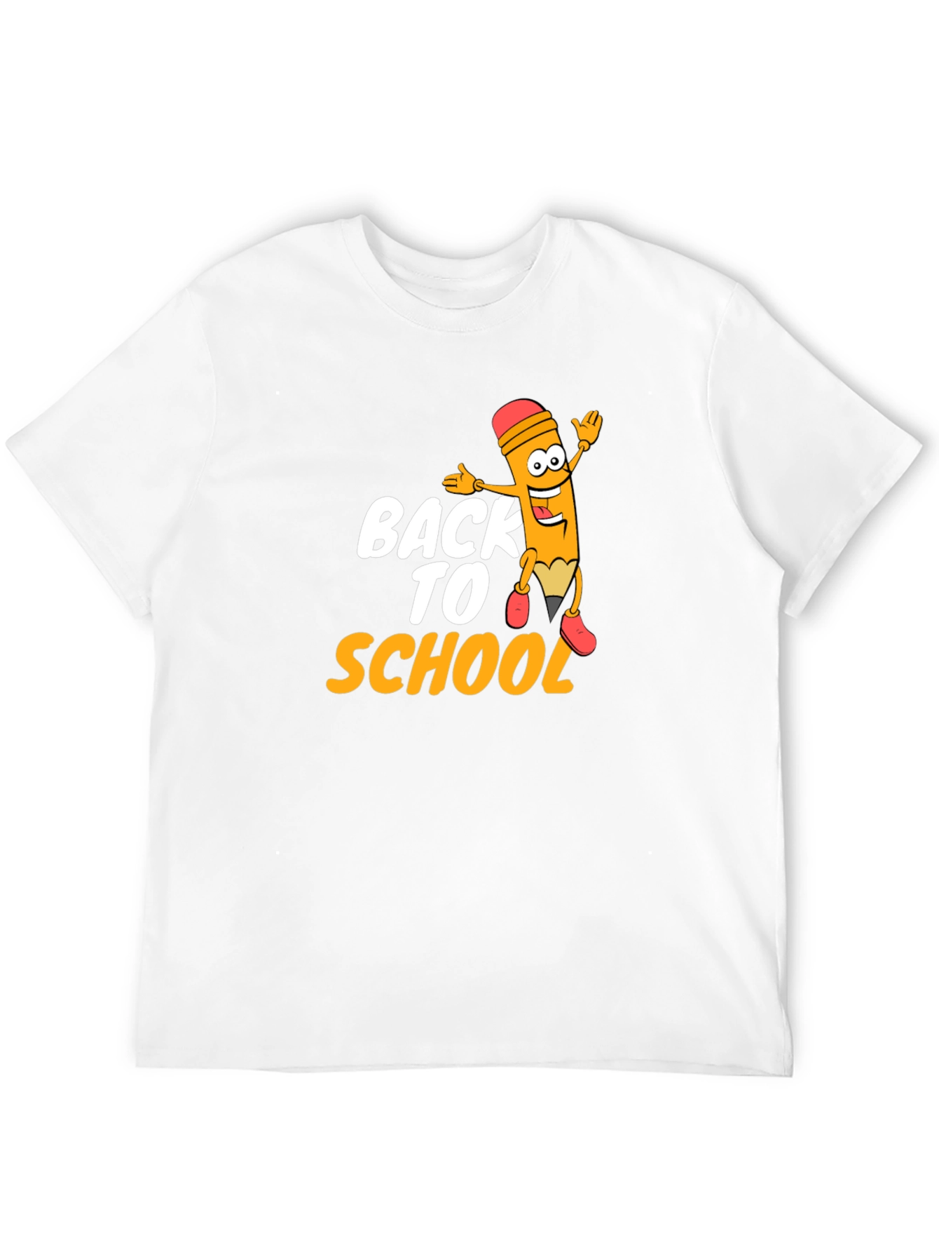 Black Back to School Pencil Cartoon Graphic T-Shirt view 12