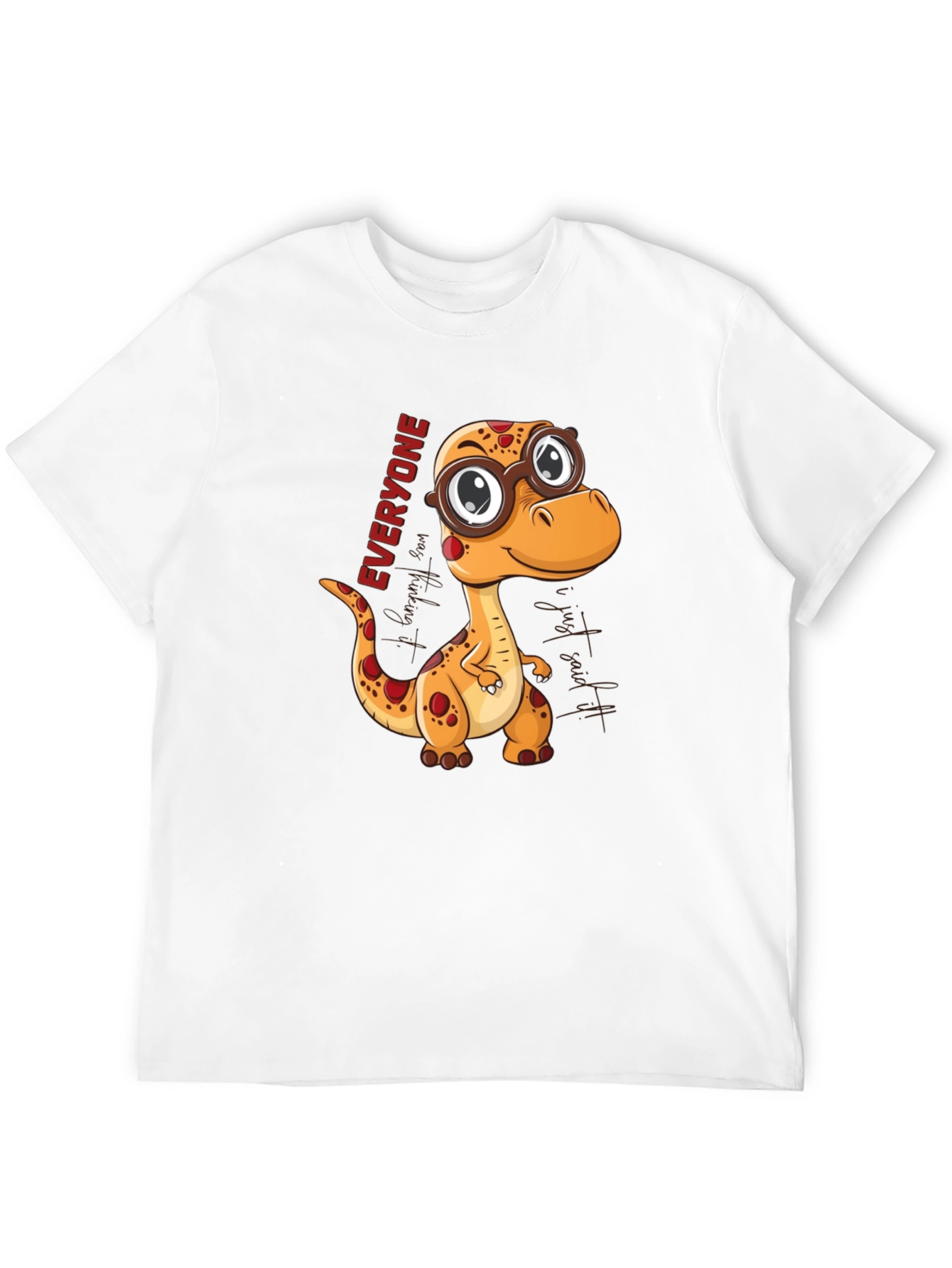 Black Dino Everyone T-Shirt - Cute Cartoon Style view 12