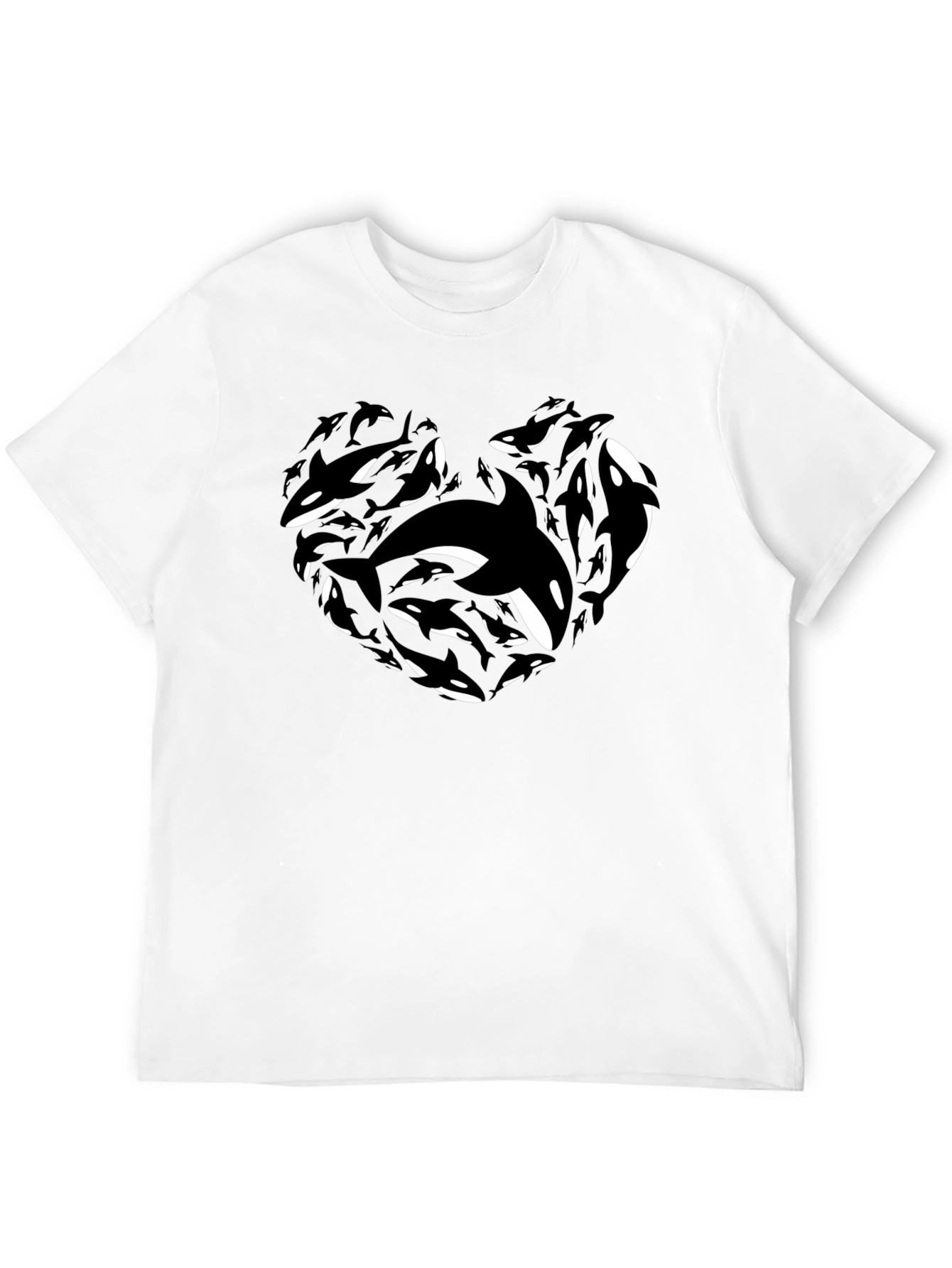 Black Orca Heart Graphic Tee - Black Cotton T-Shirt view 12