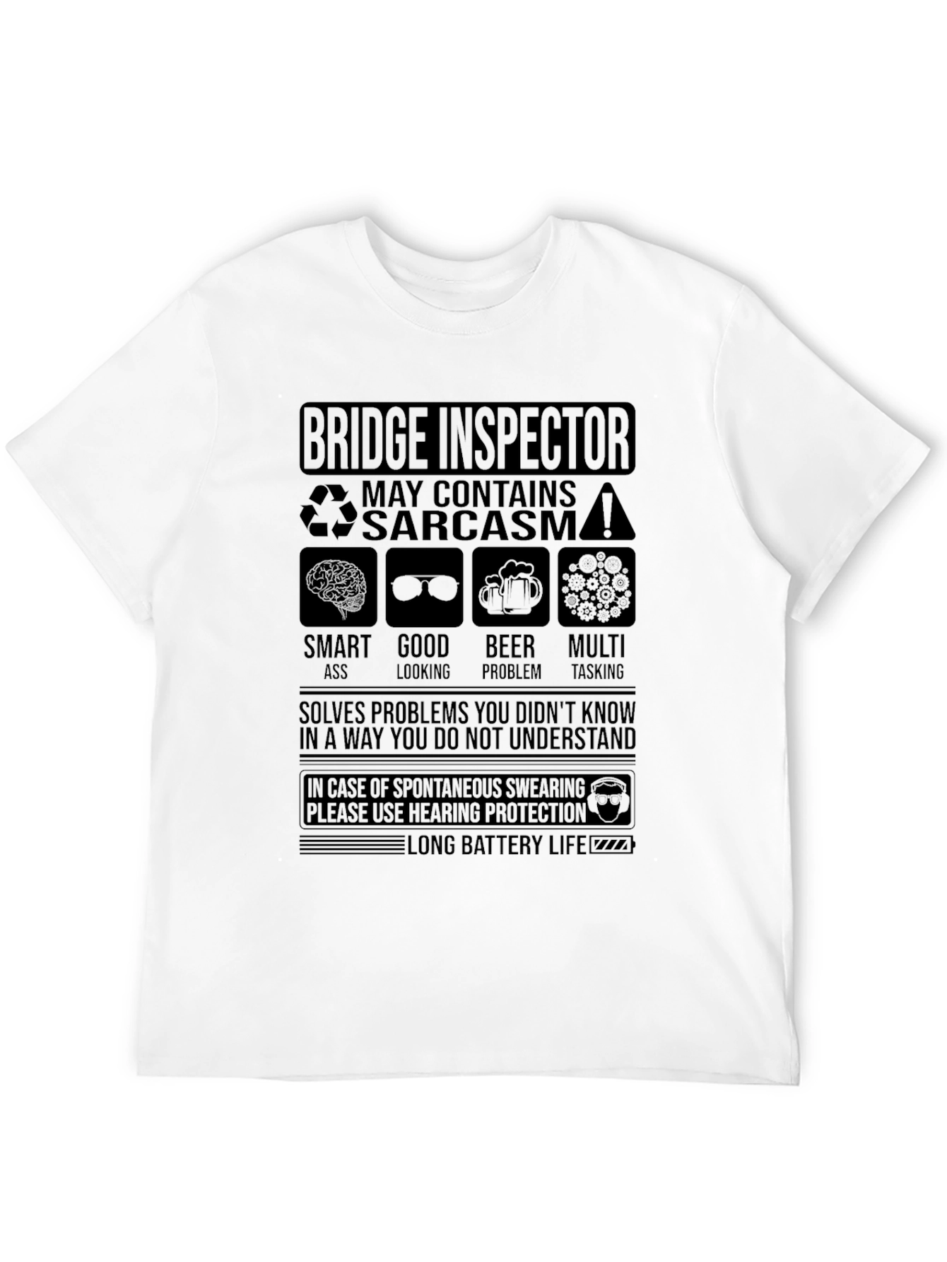 Black Bridge Inspector Sarcastic Humor T-Shirt view 12