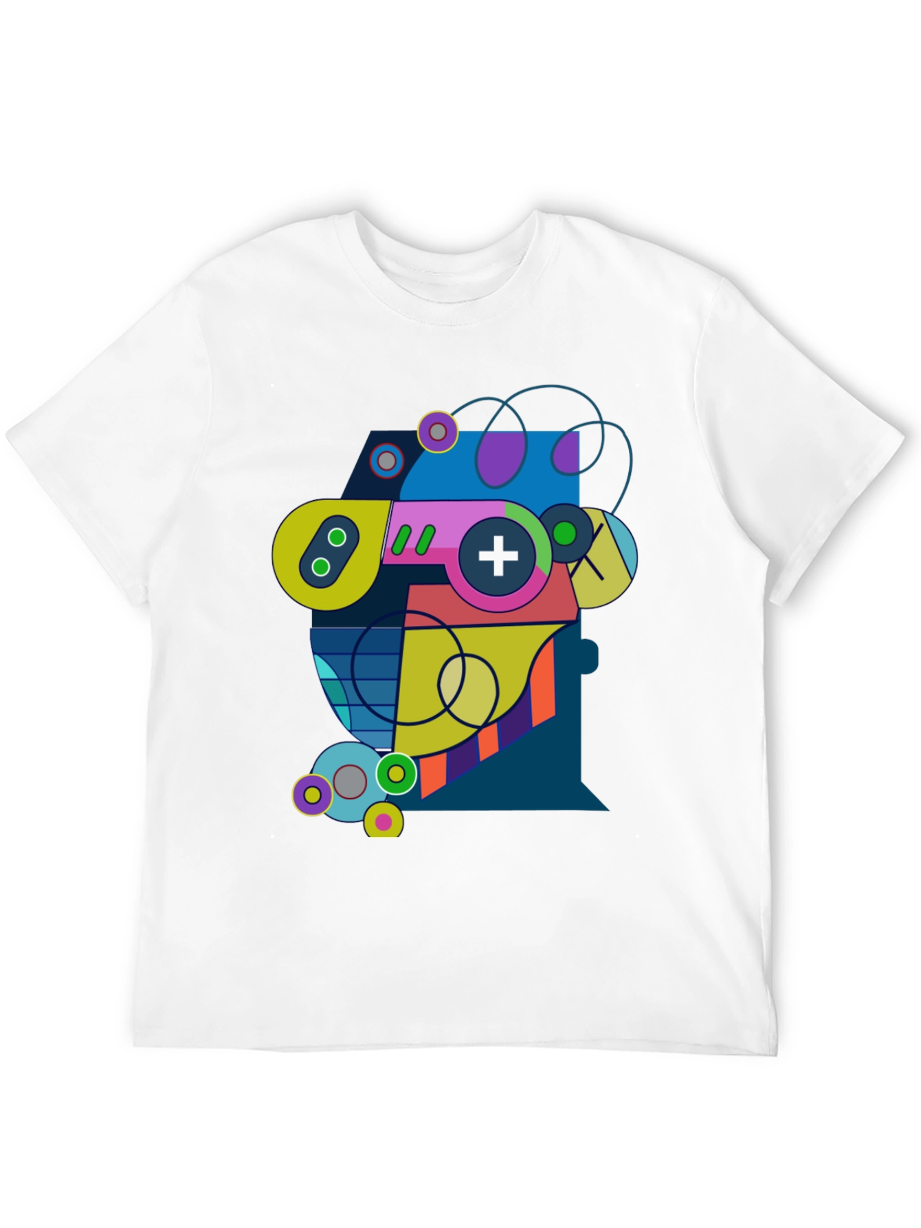 Black Abstract Geometric Game Controller Graphic Tee - Modern Gamer Style view 12