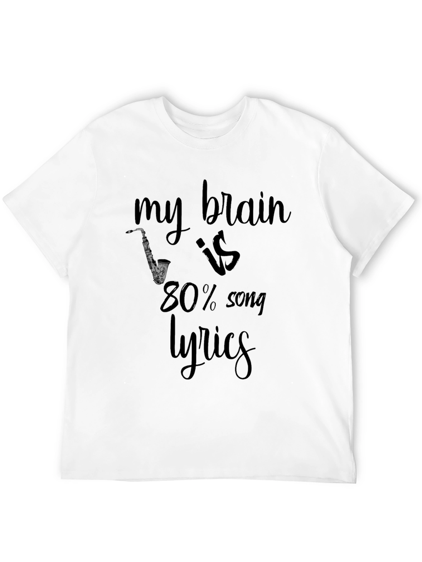 Black My Brain Is 80% Song Lyrics Black T-Shirt view 12