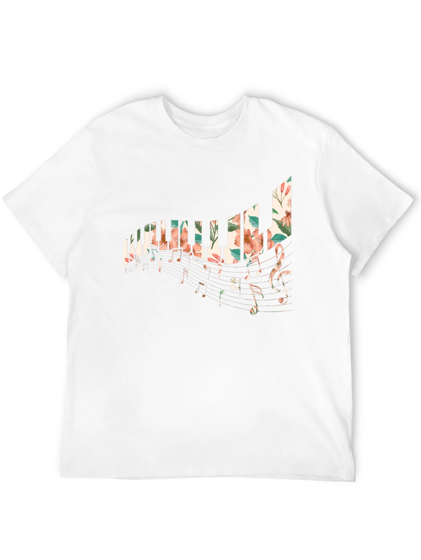 Black Floral Piano Keys T-Shirt view 12