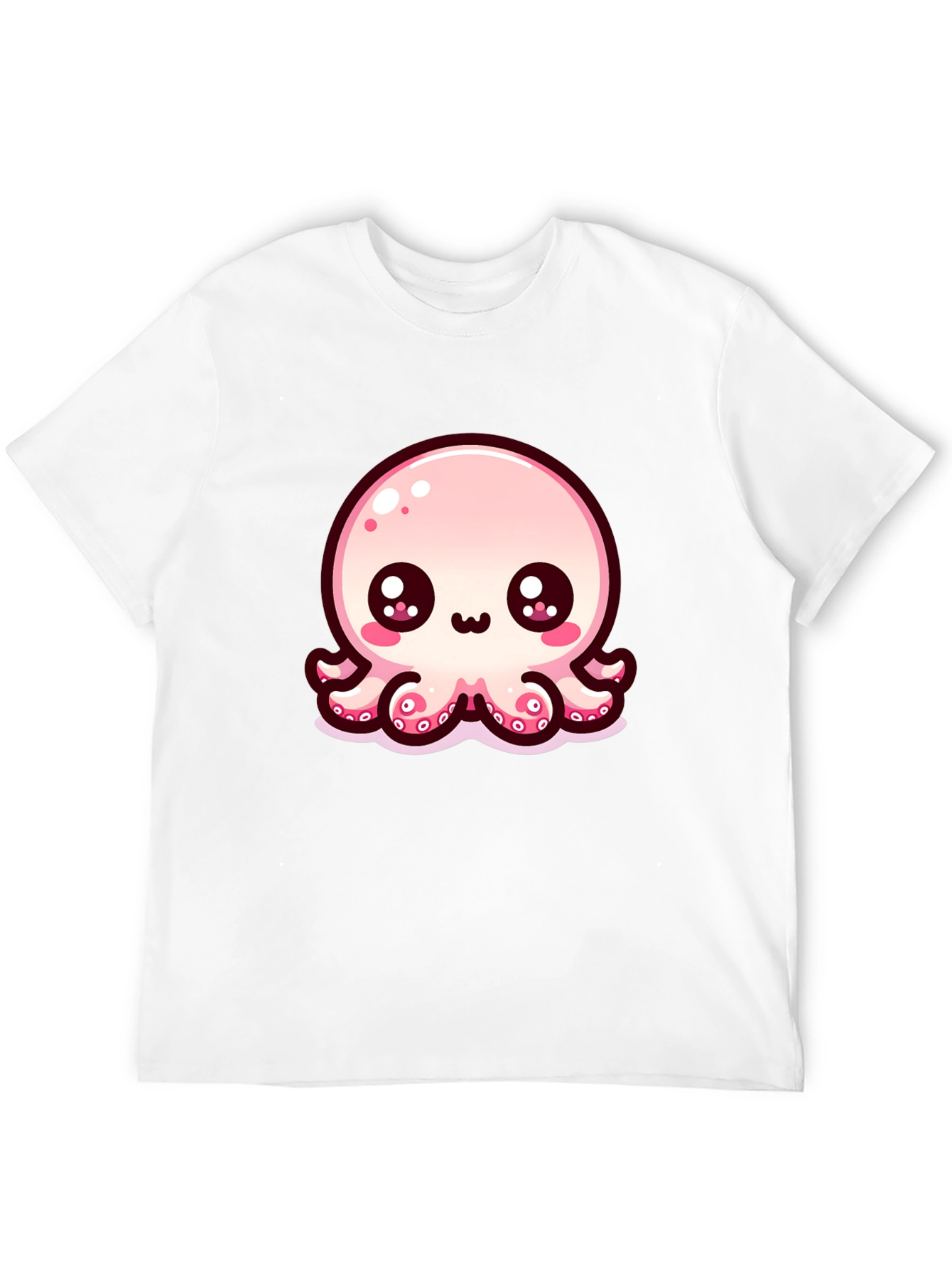 Black Cute Cartoon Octopus Black T-Shirt view 12