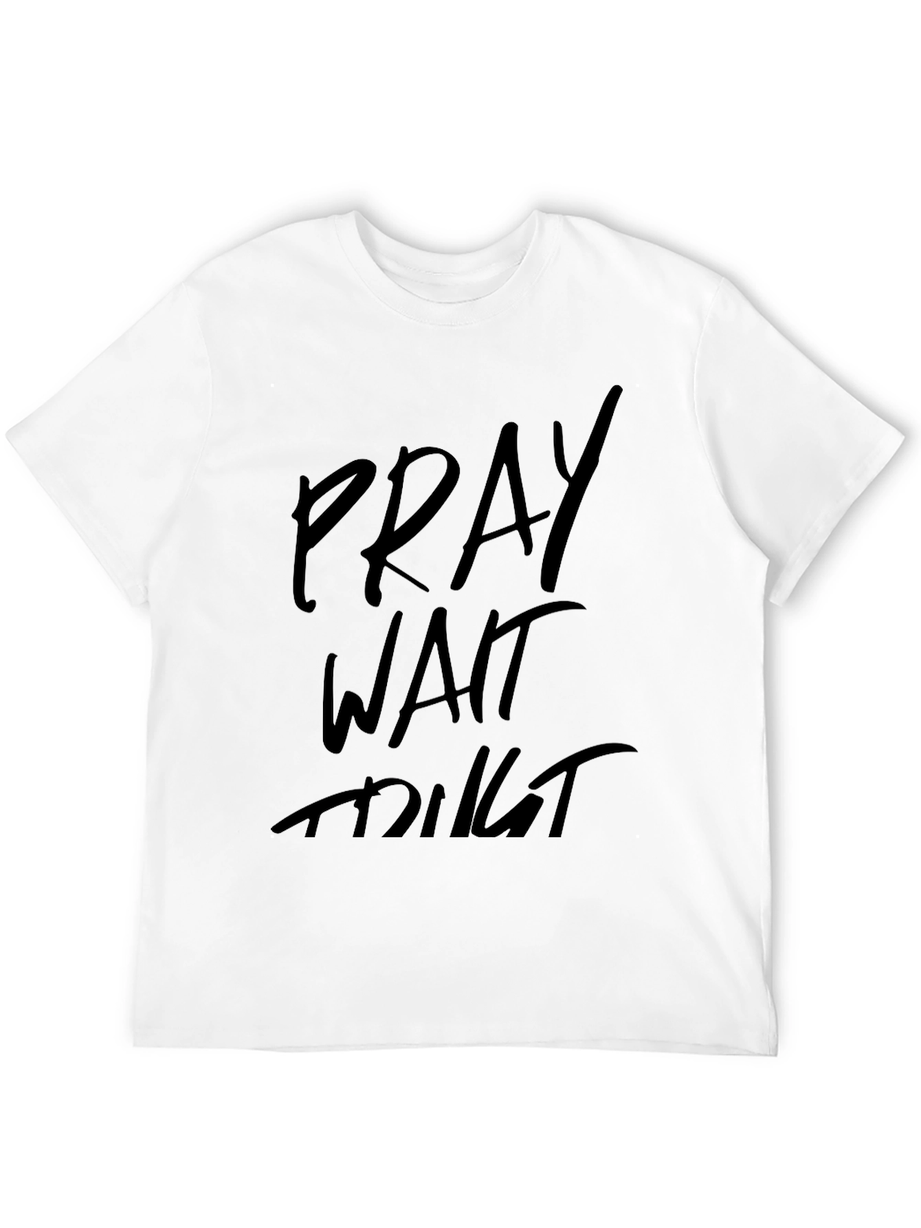 Black Pray Wait Trust Graphic Tee - Black Casual Shirt view 12