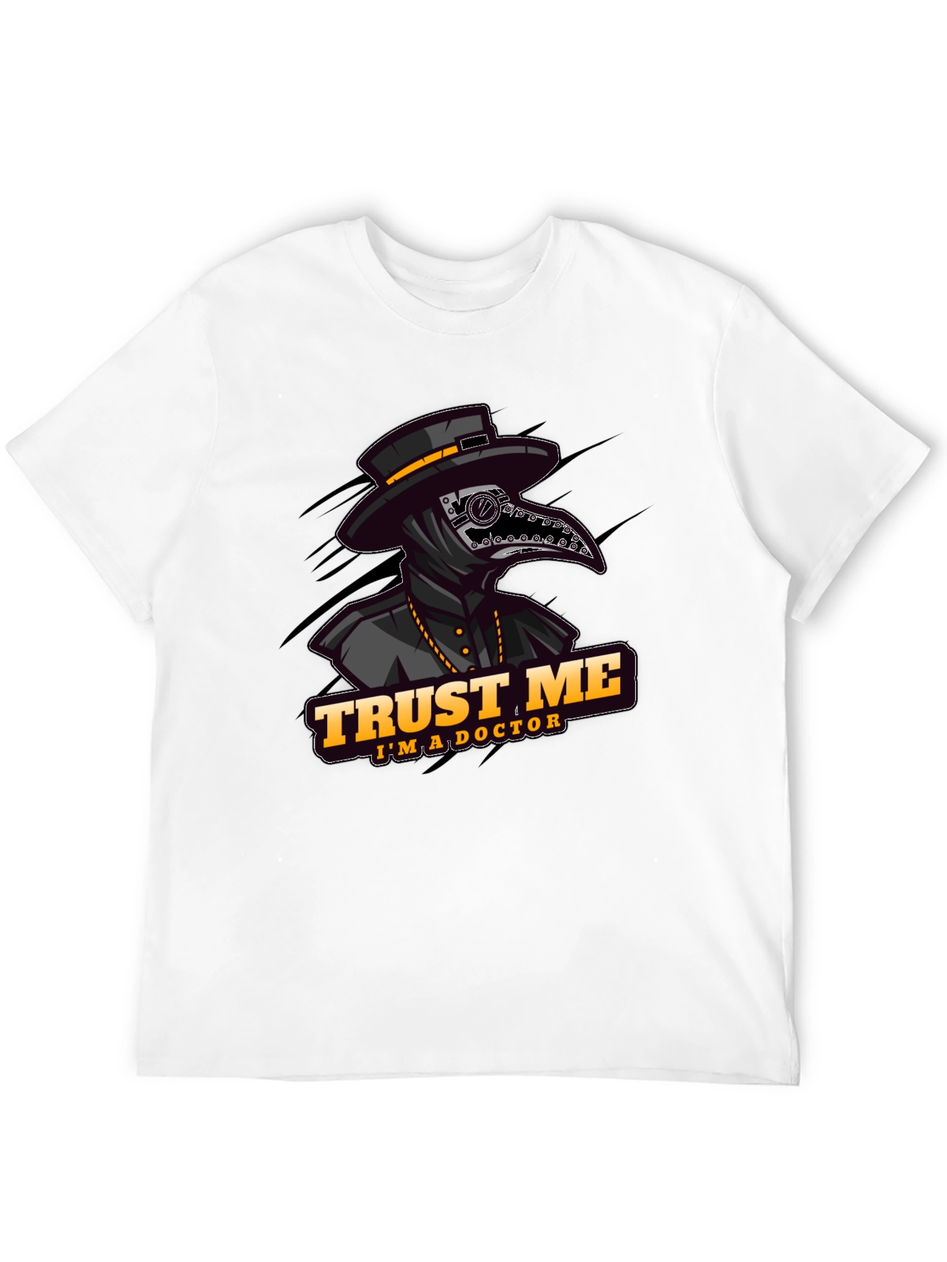 Black Plague Doctor "Trust Me" Graphic T-Shirt view 12