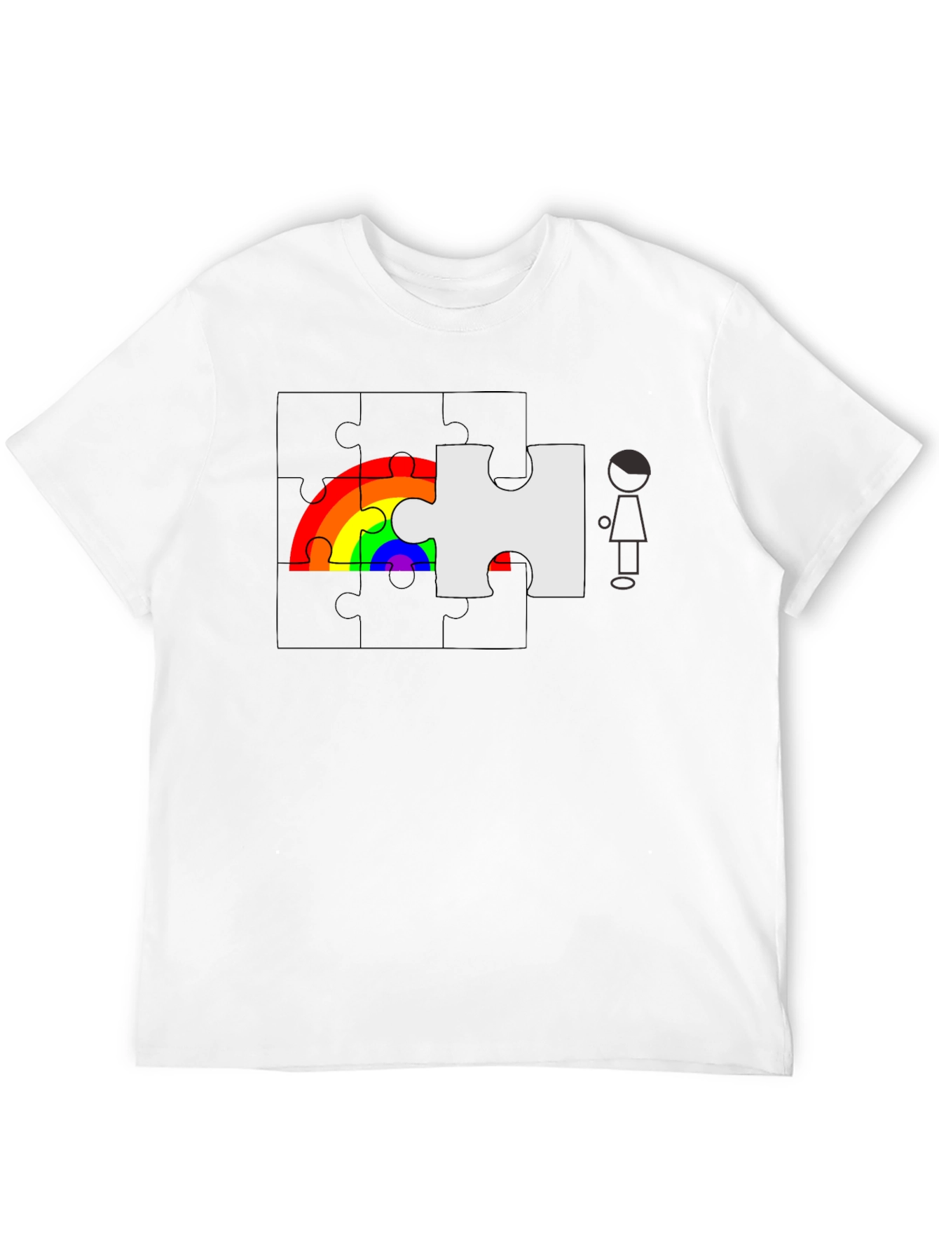 Black Rainbow Puzzle Piece Graphic Tee - Autism Awareness view 12
