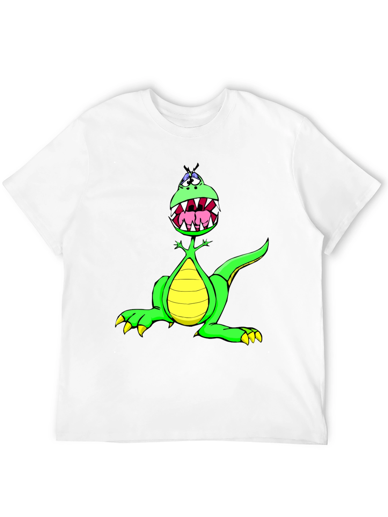 Black Cartoon Dinosaur Graphic Tee - Funny T-Shirt view 12