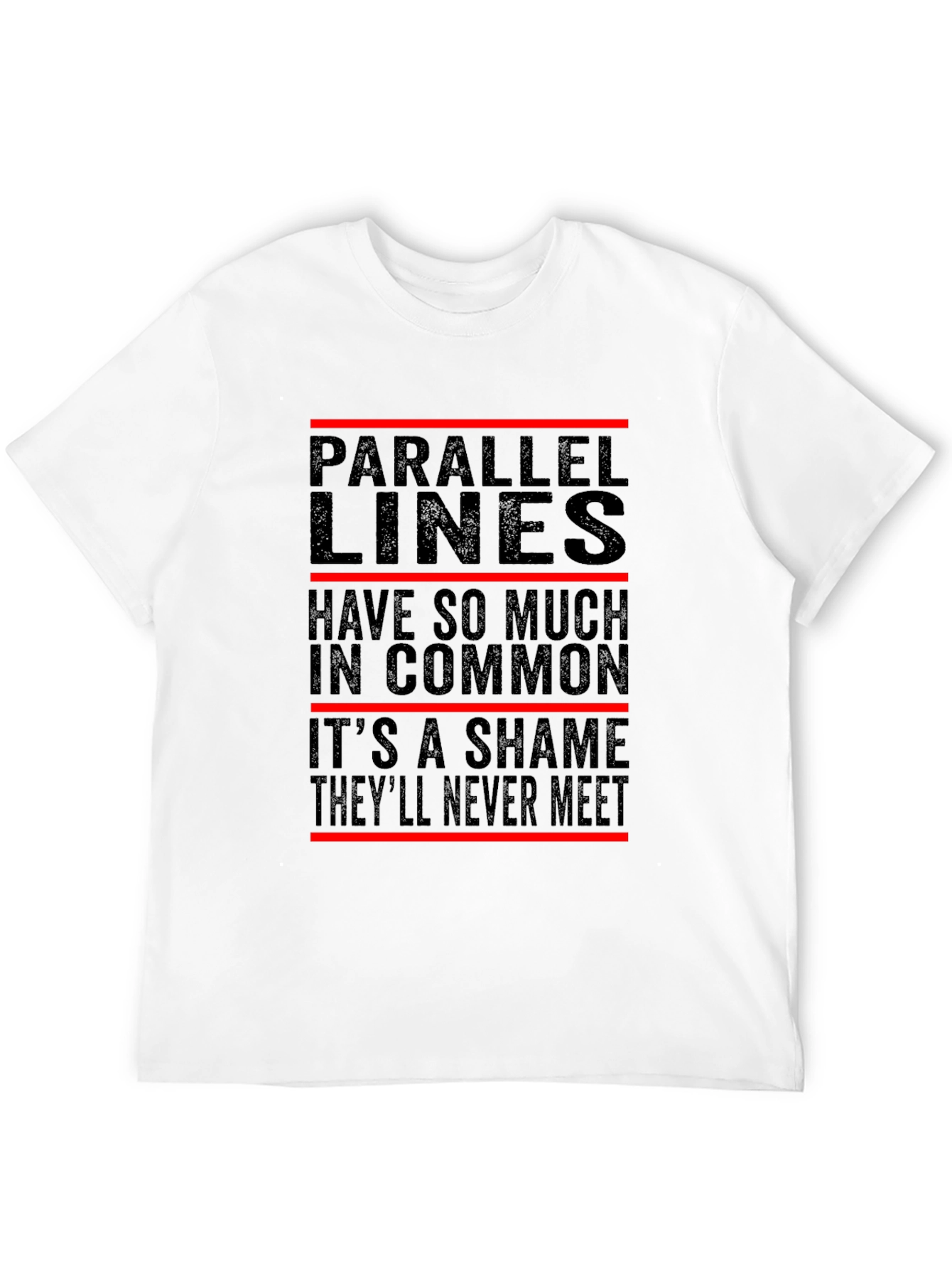 Black Parallel Lines Graphic Tee - Never Meet Funny Shirt view 12