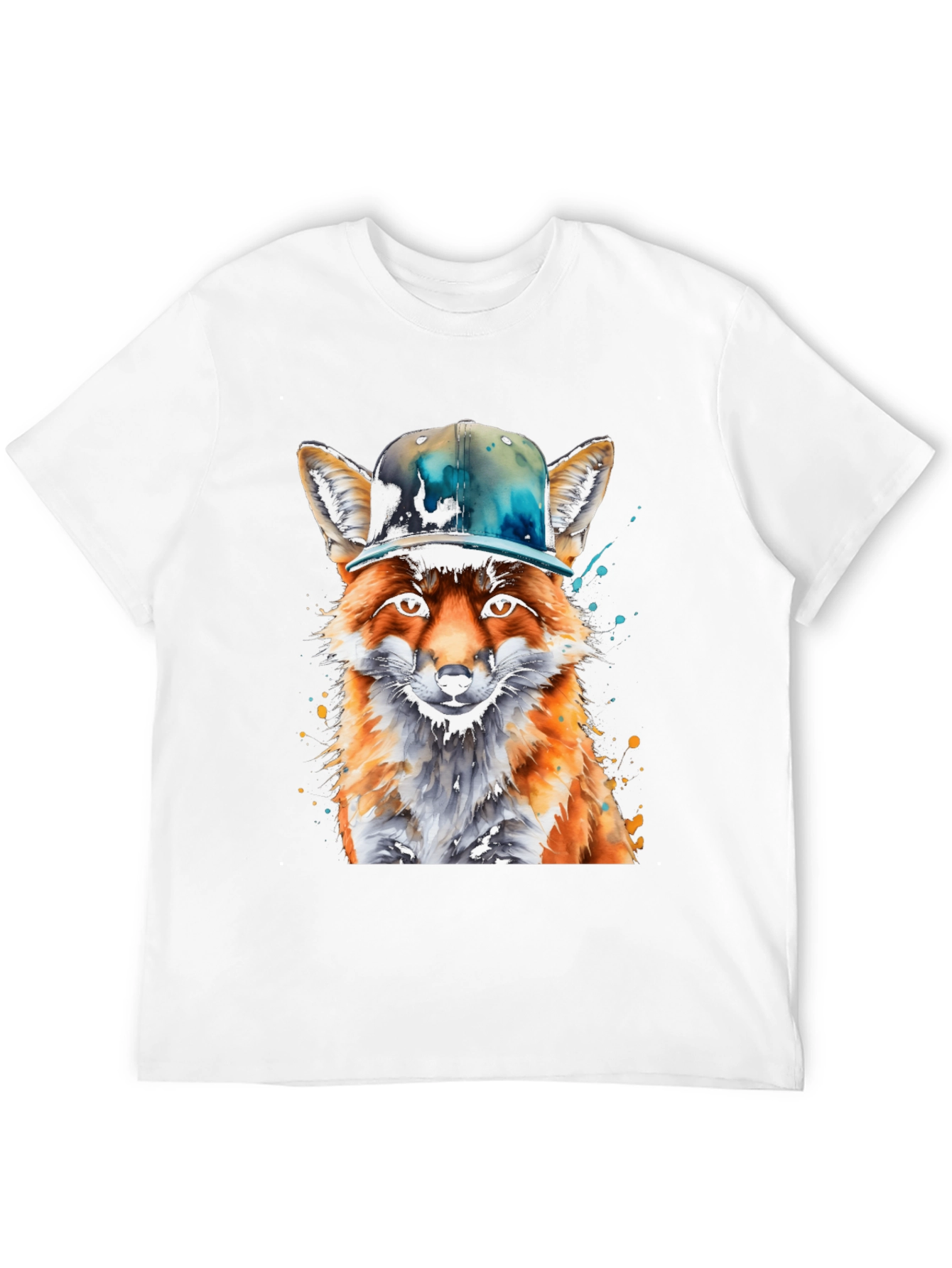 Black Fox with Hat Graphic T-Shirt - Cool Urban Style view 12