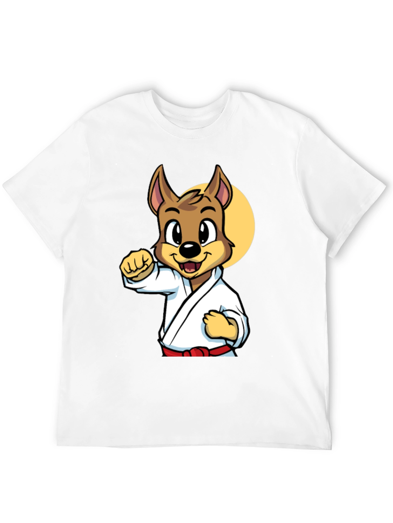 Black Karate Dog Cartoon Graphic T-Shirt - Black view 12