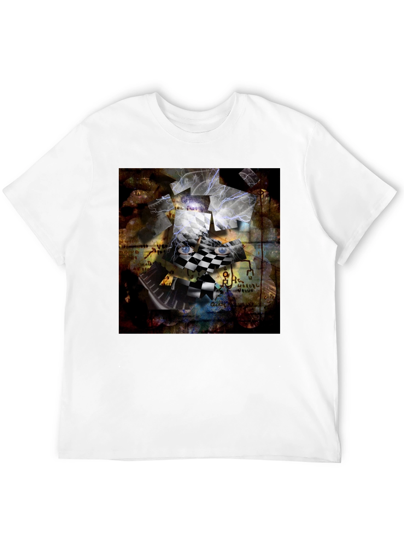 Black Abstract Chessboard Graphic Tee view 12
