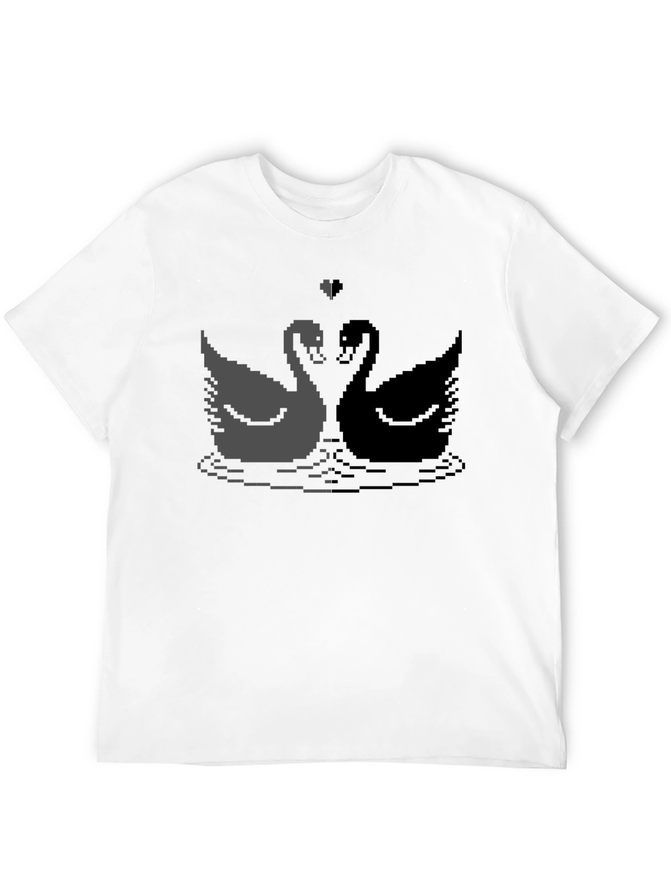 Black Pixel Swan Love T-Shirt - Black view 12