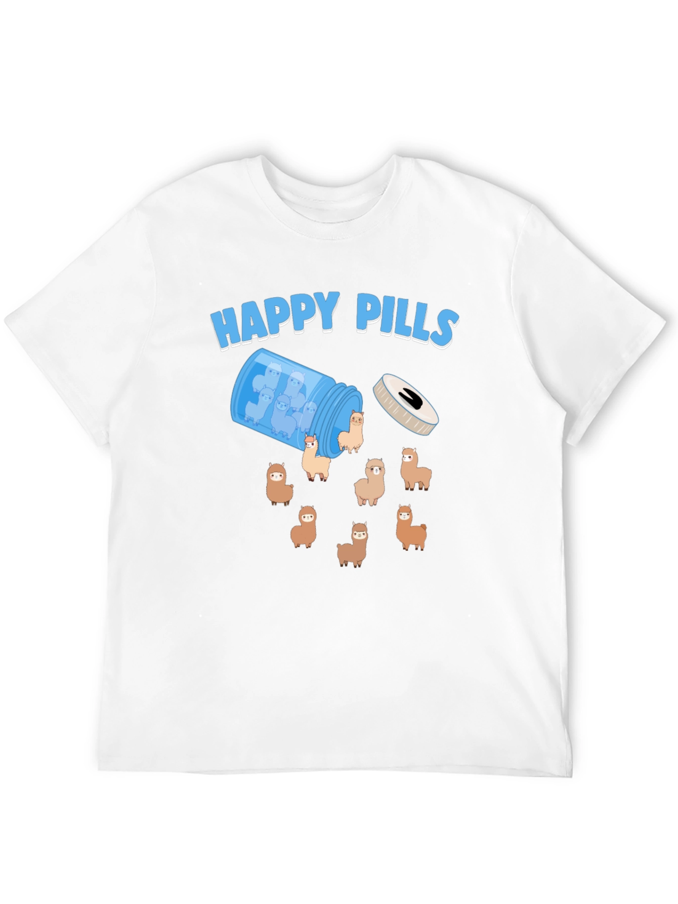 Black Happy Pills Alpaca T-Shirt - Cute & Quirky Design view 12