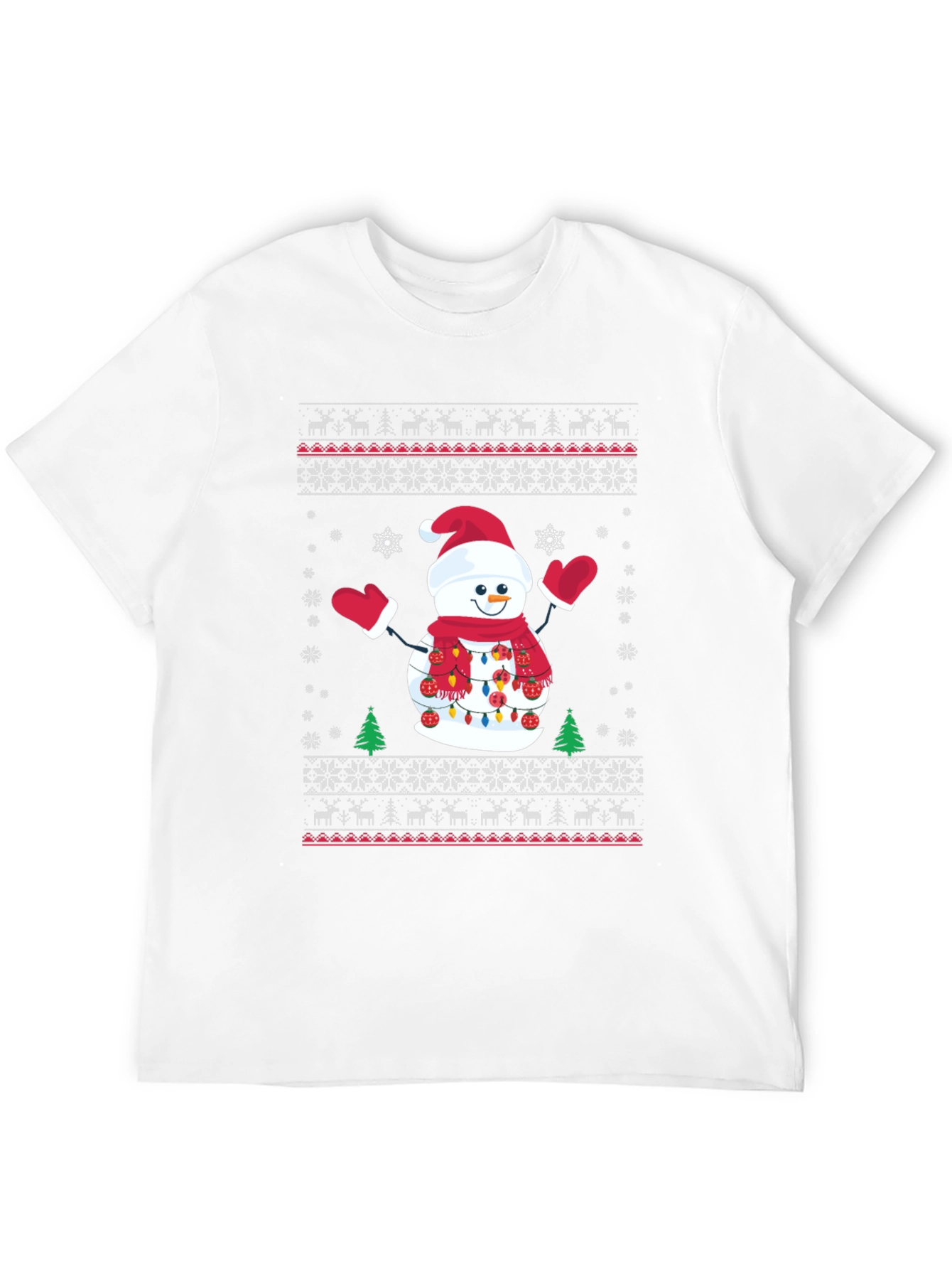 Black Festive Snowman Ugly Christmas T-Shirt view 12