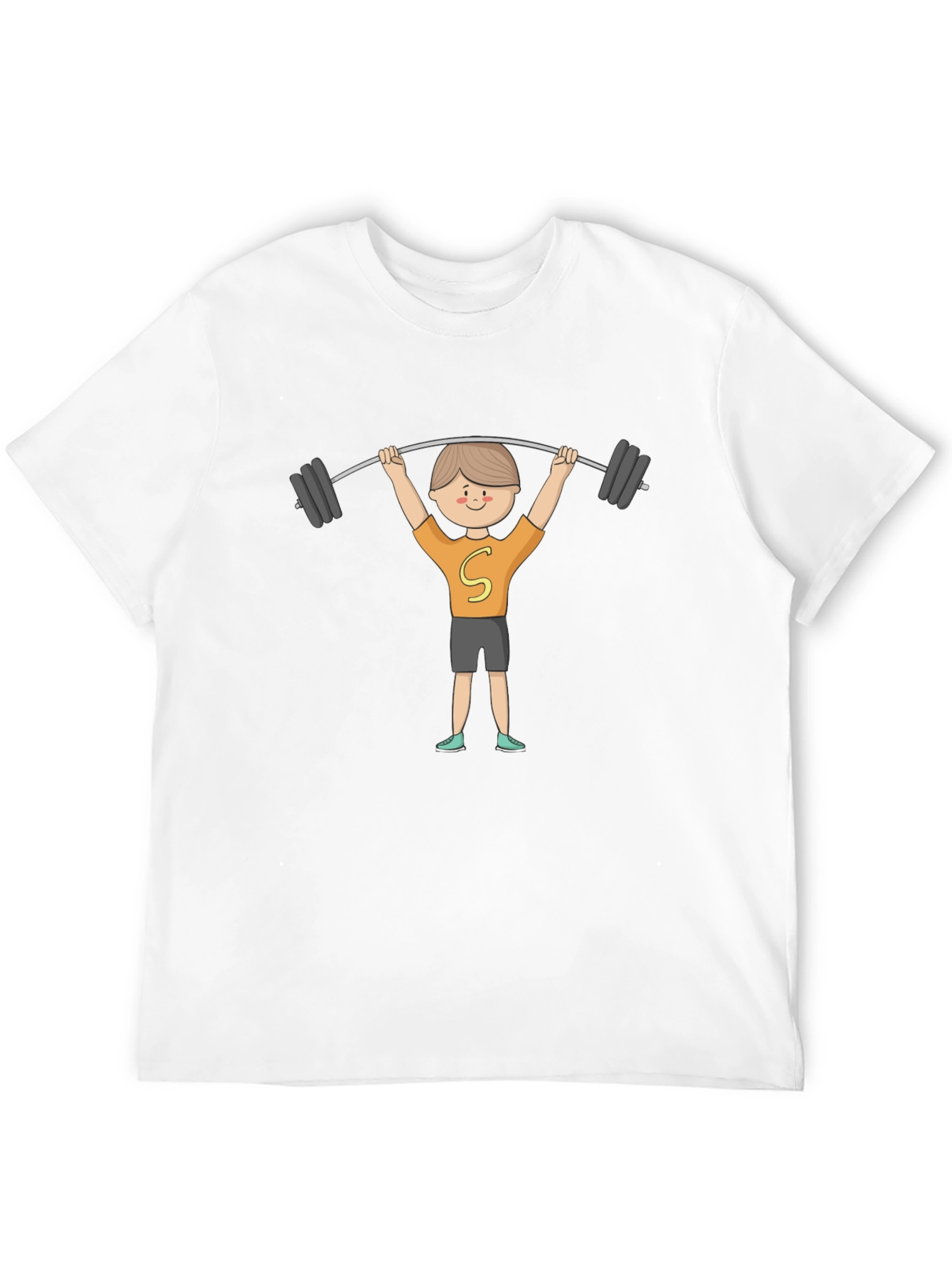 Black Cartoon Weightlifter Graphic Tee view 12