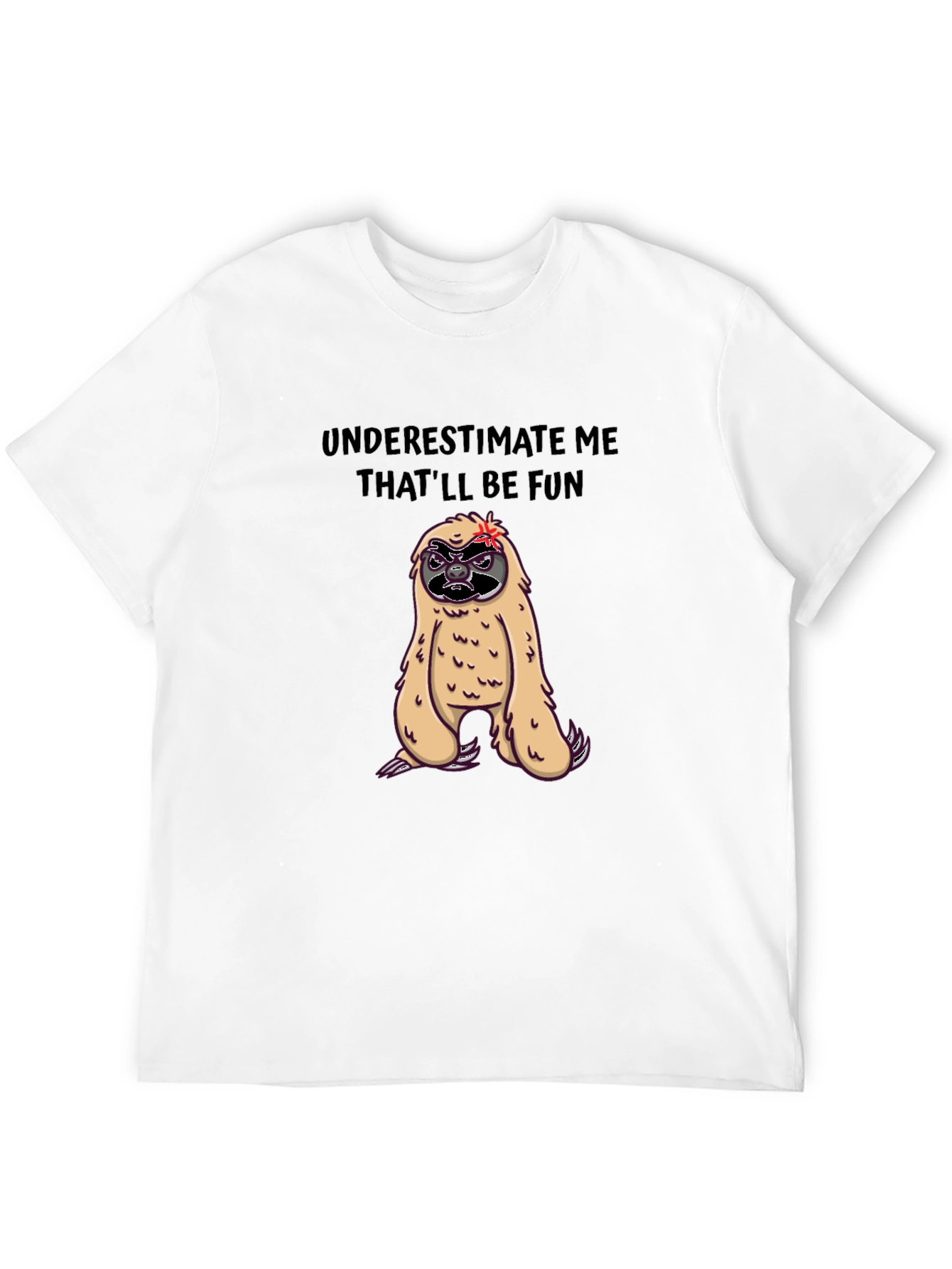 Black Funny Sloth Graphic Tee - Underestimate Me T-Shirt view 12