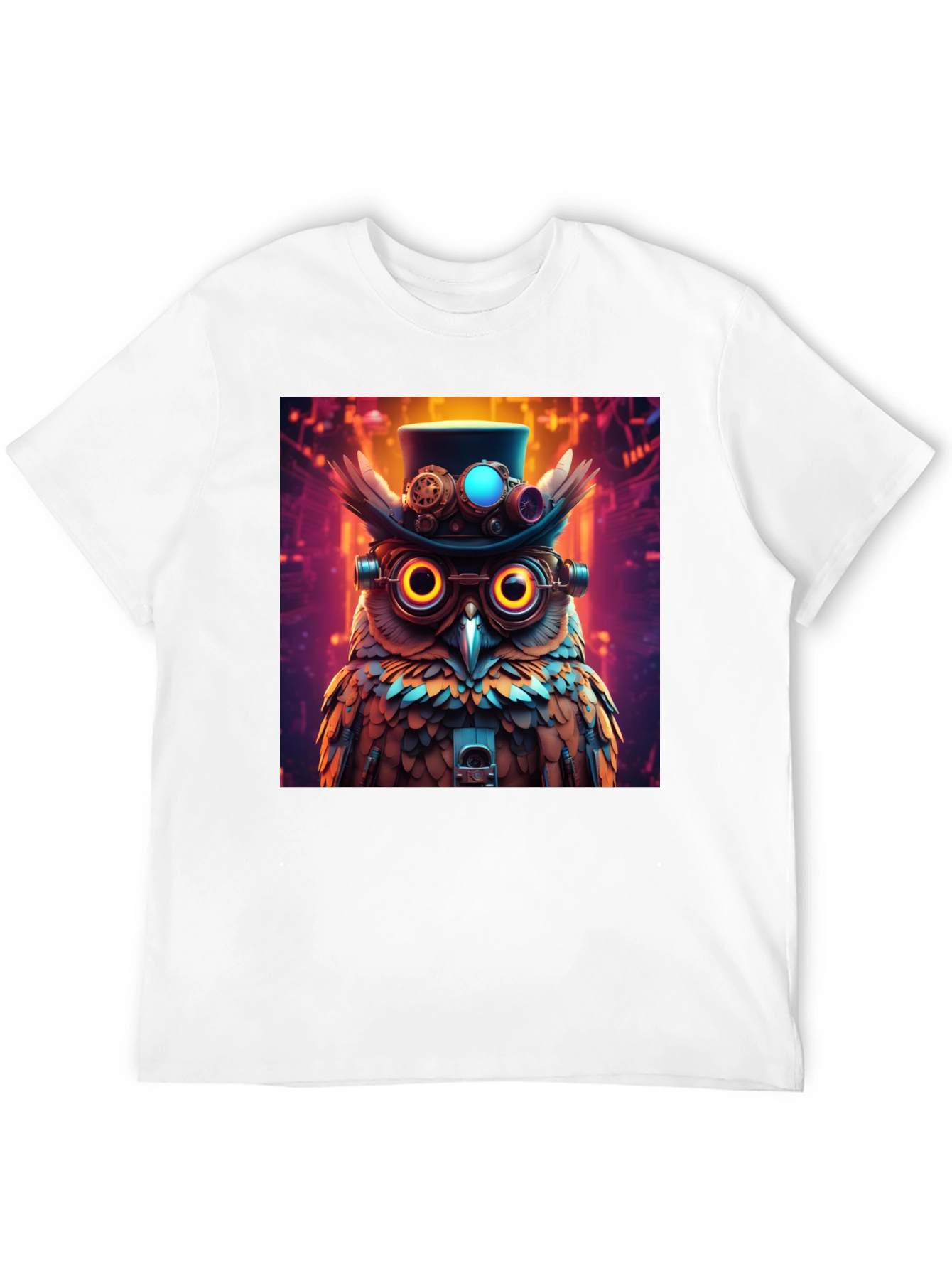 Black Steampunk Owl T-Shirt - Unique Graphic Tee view 12