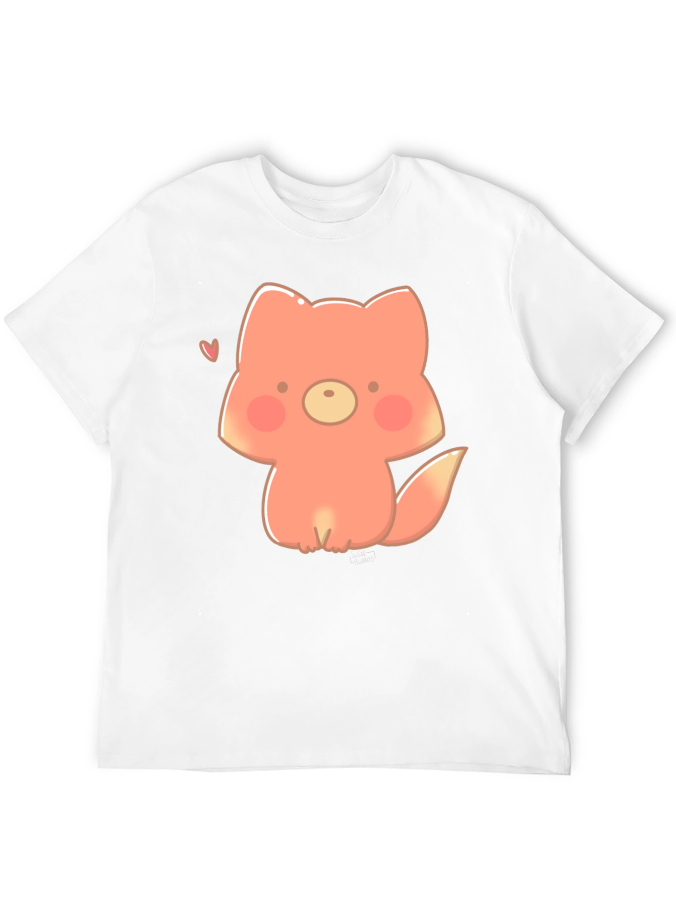 Black Cute Cartoon Fox Black T-Shirt view 12