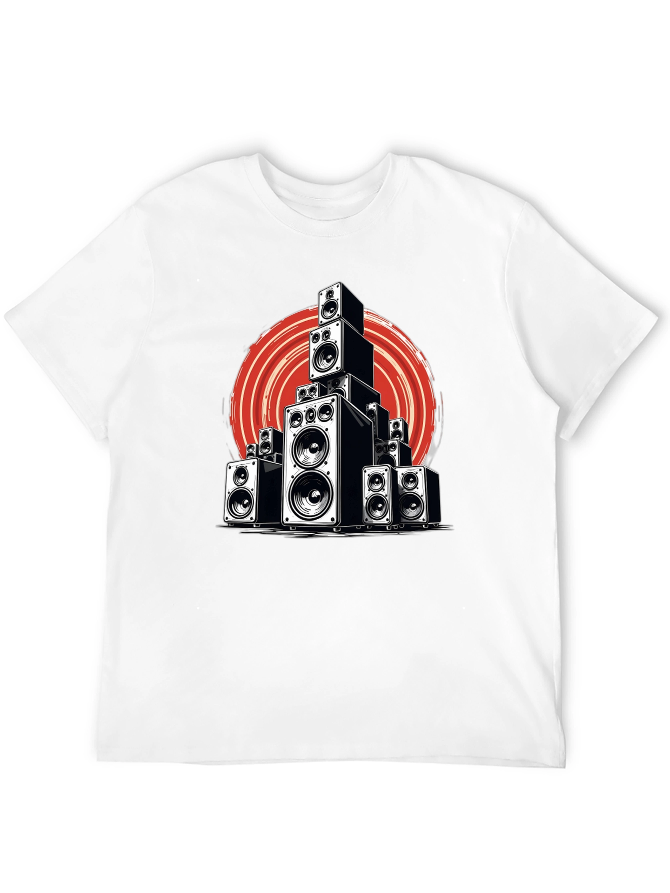 Black Speaker Stack Graphic Tee - Music Lover T-Shirt view 12