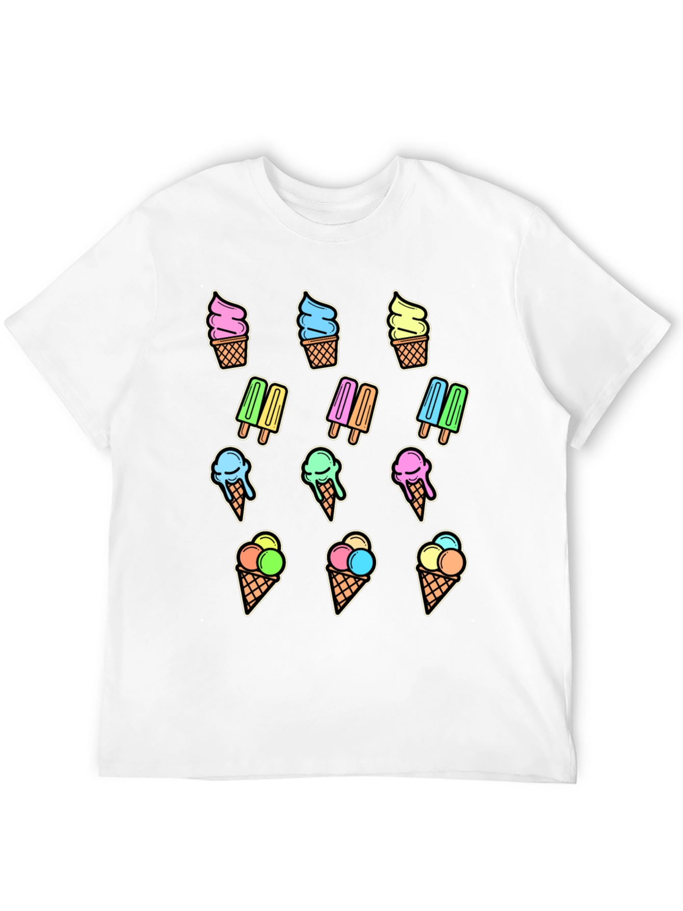 Black Fun Ice Cream Print T-Shirt - Summer Style view 12