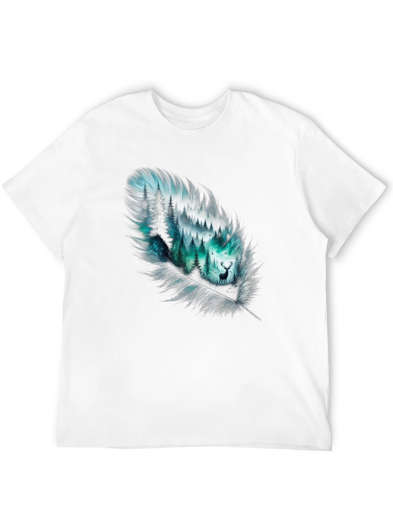 Black Feather Forest Graphic Tee - Nature Inspired Design view 12