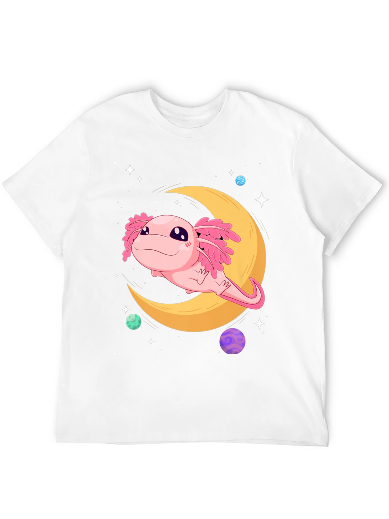 Black Axolotl Moon T-Shirt - Cute Space Design view 12