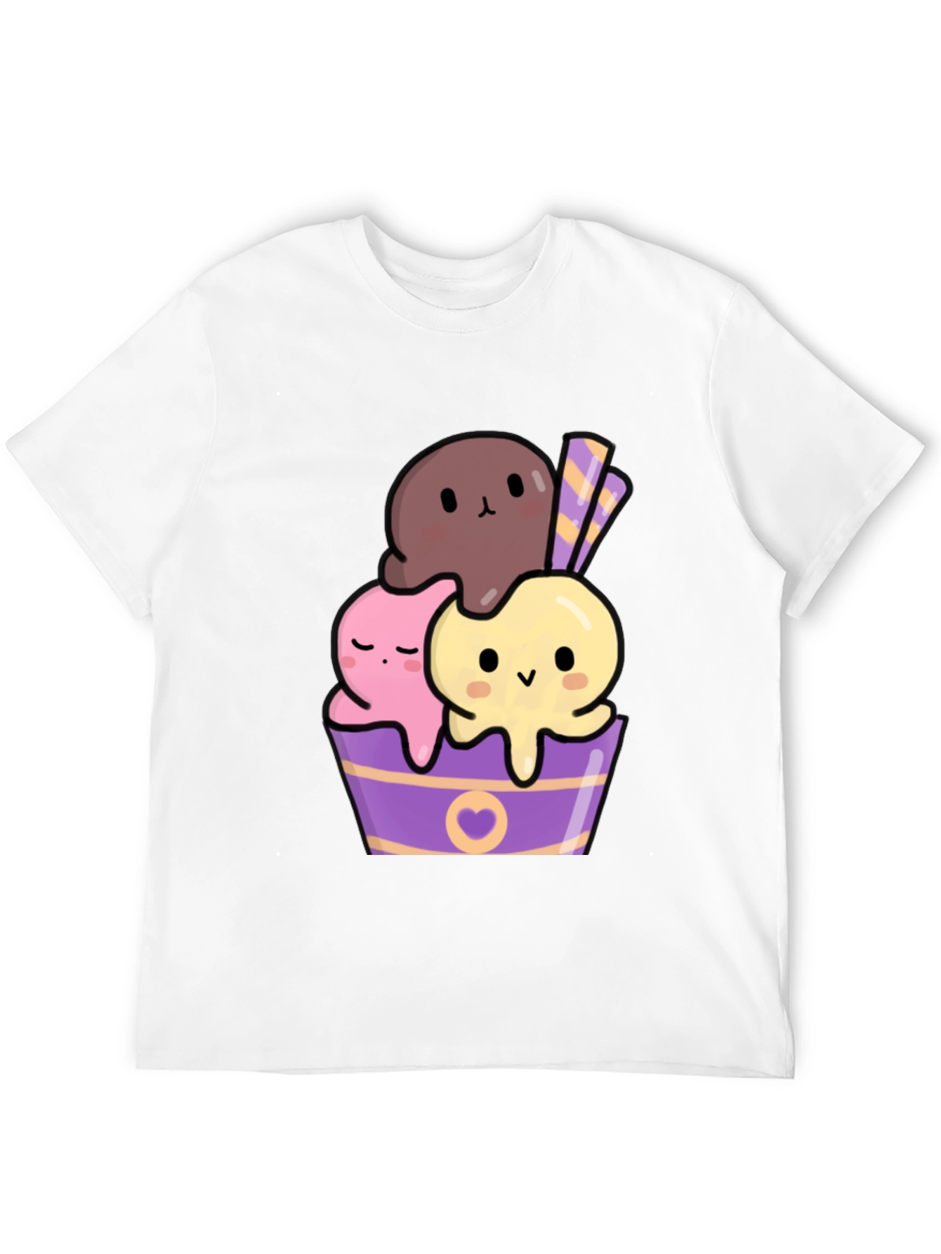 Black Cute Kawaii Ice Cream Graphic Tee view 12
