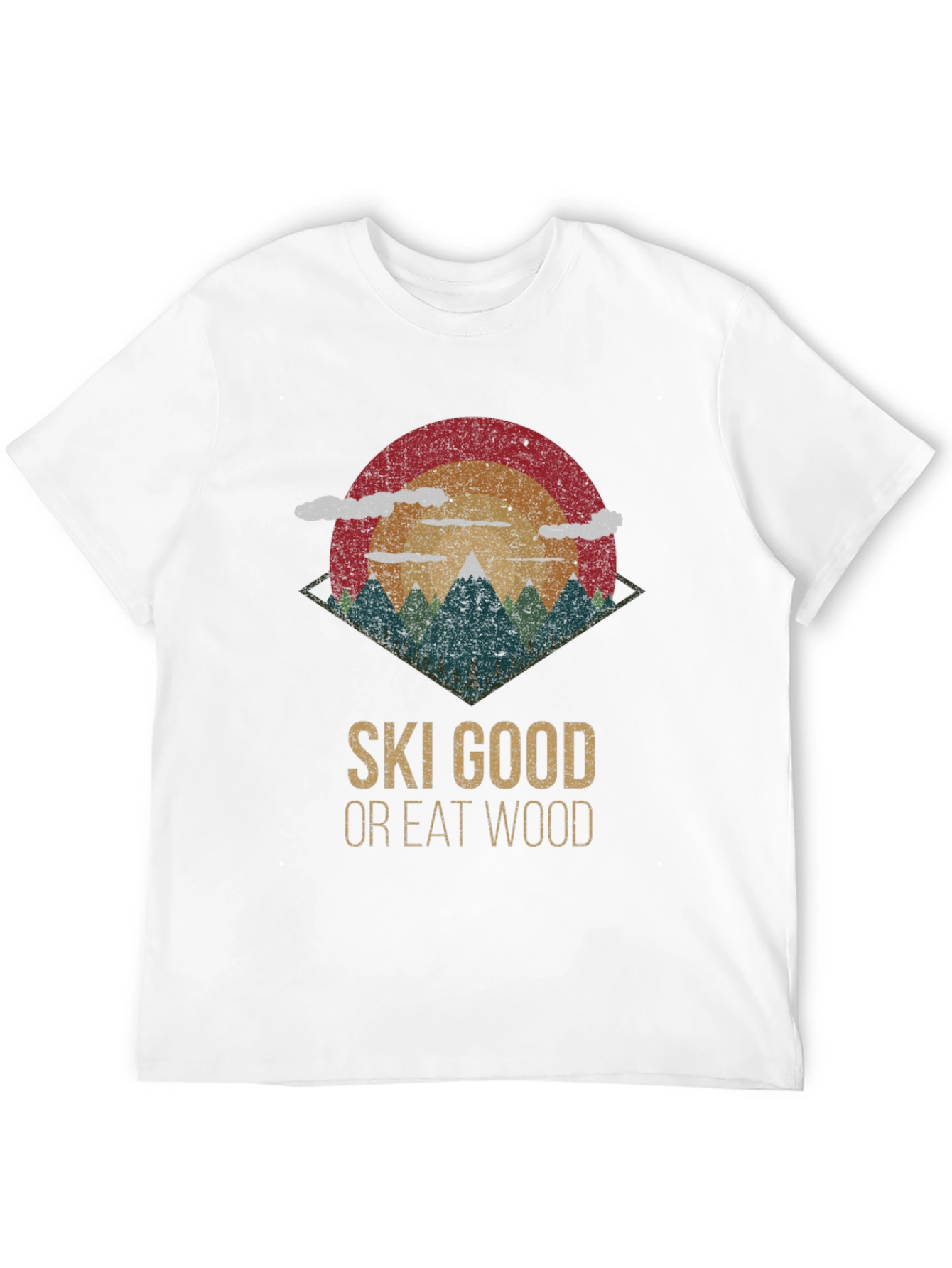 Black Ski Good Or Eat Wood Retro Graphic Tee view 12