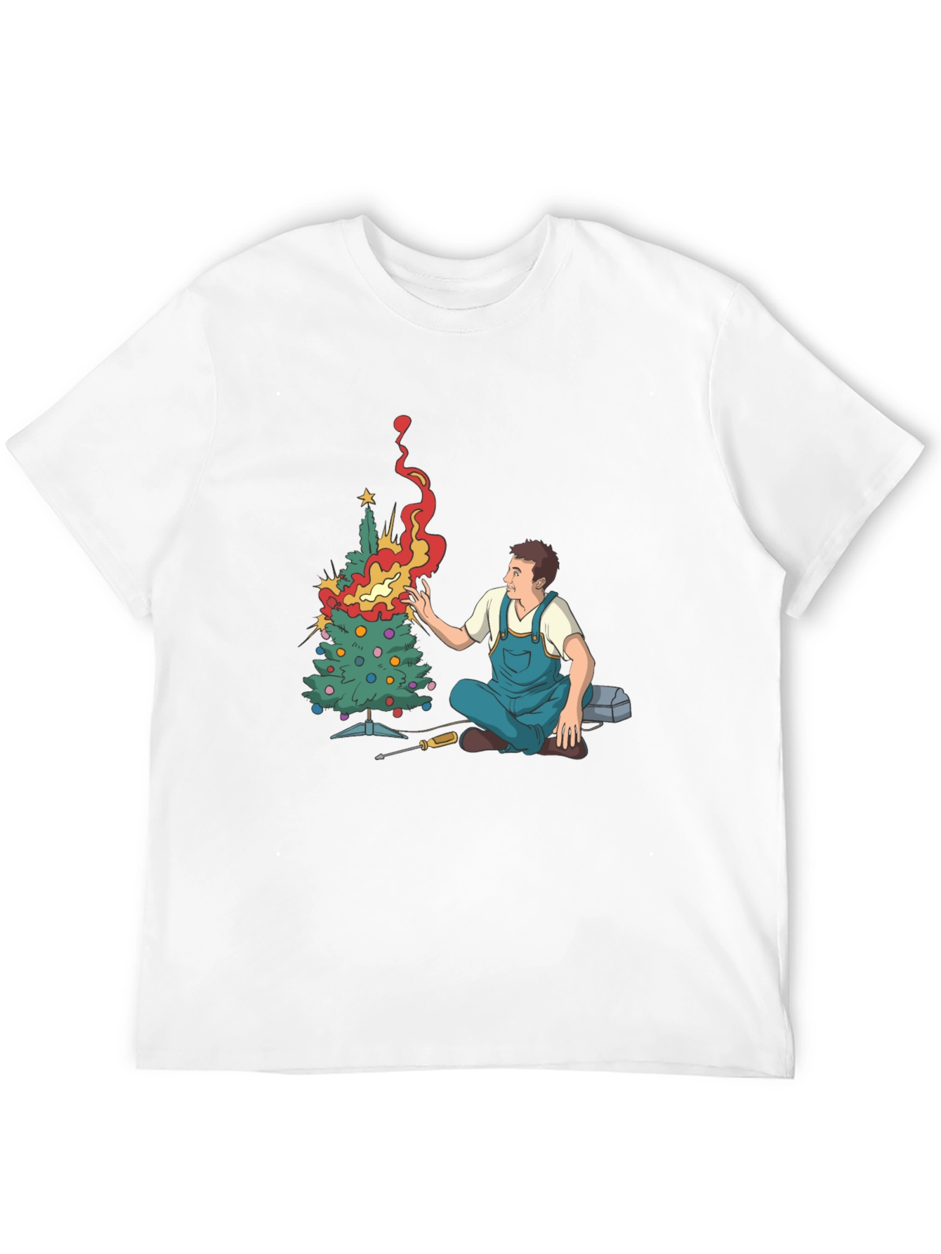 Black Burning Christmas Tree Graphic Tee view 12