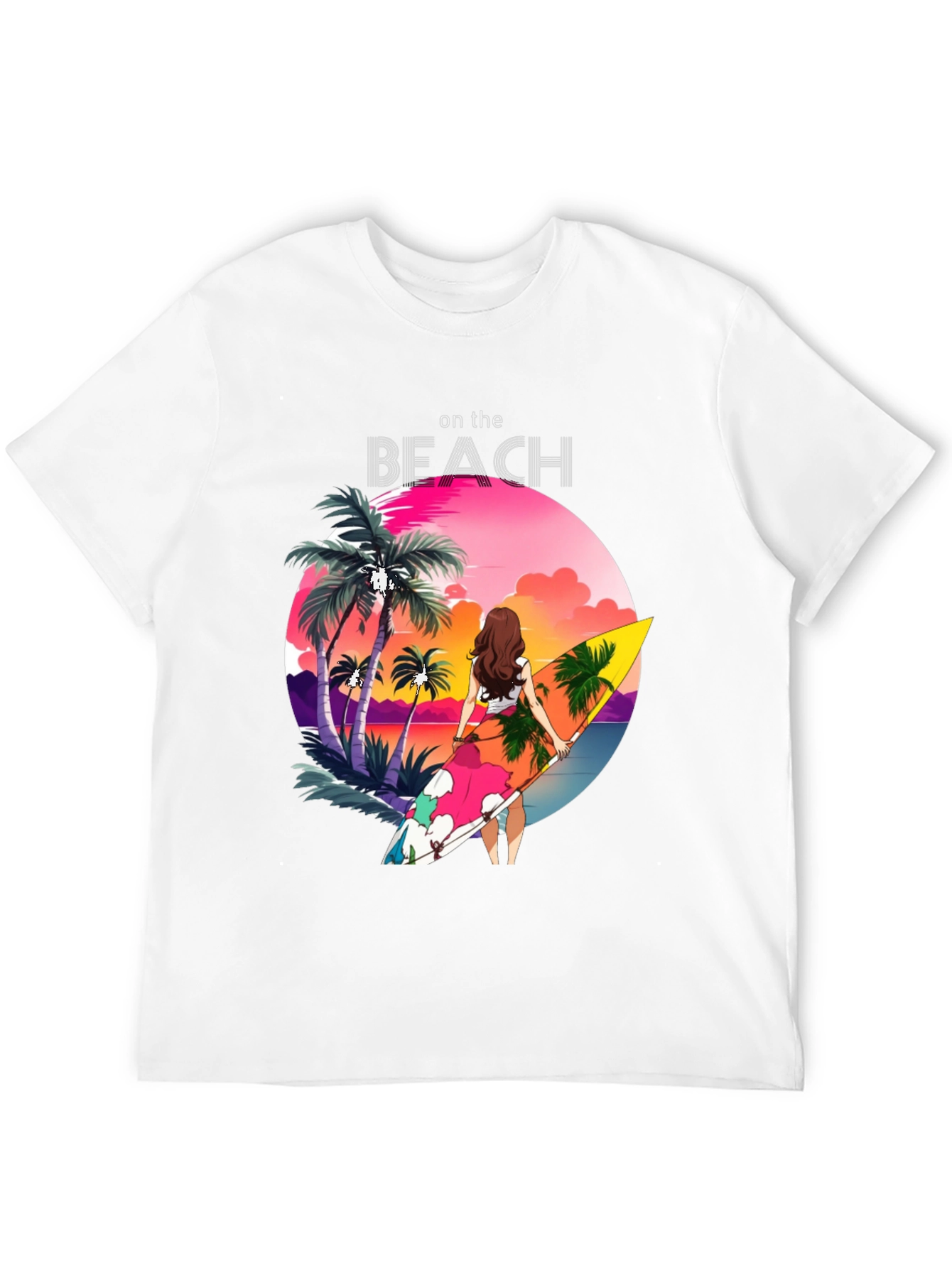 Tropical Beach Scene Graphic Tee - Black Cotton Comfort - 12