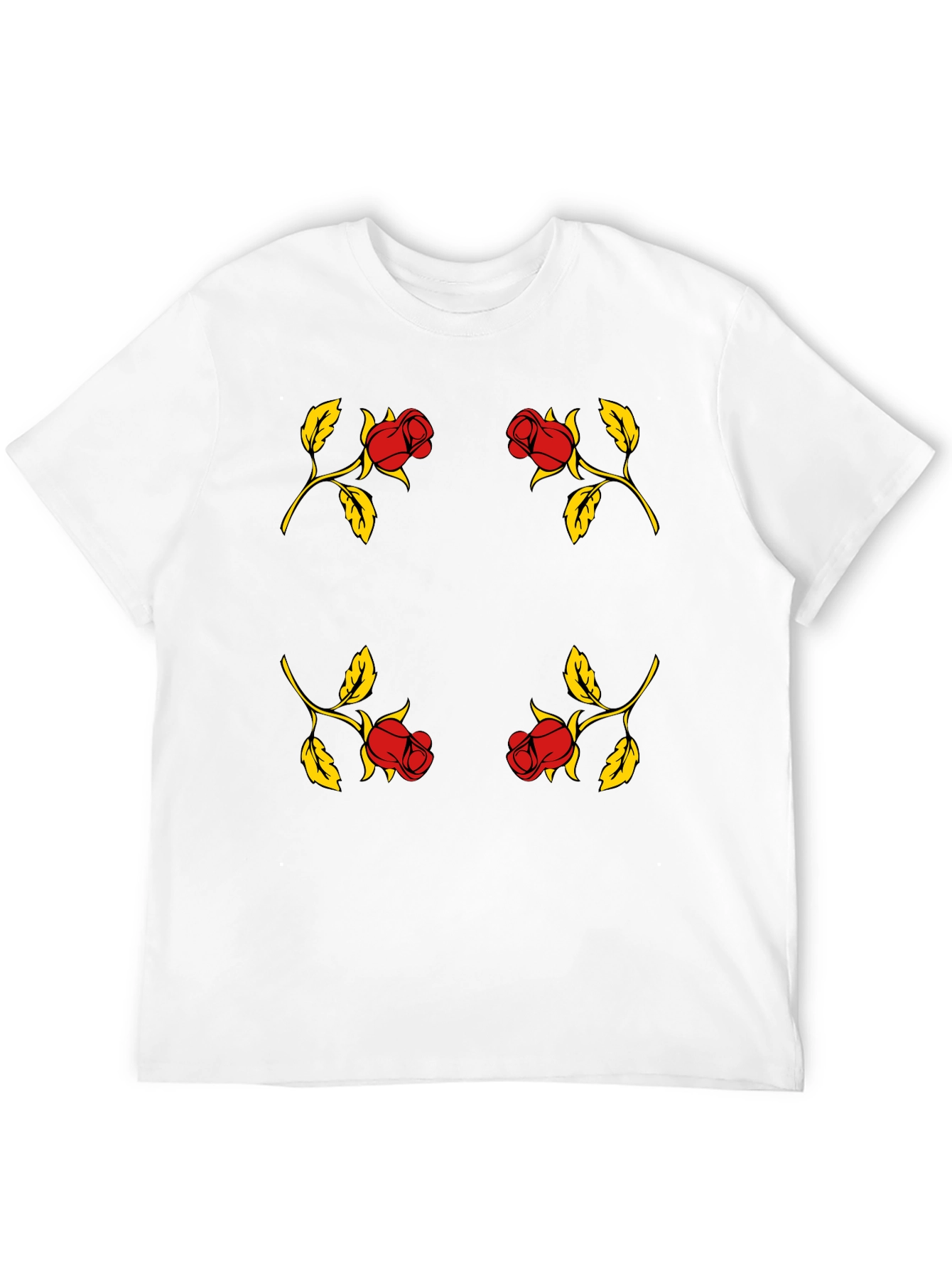 Black Rose Pattern Black T-Shirt view 12