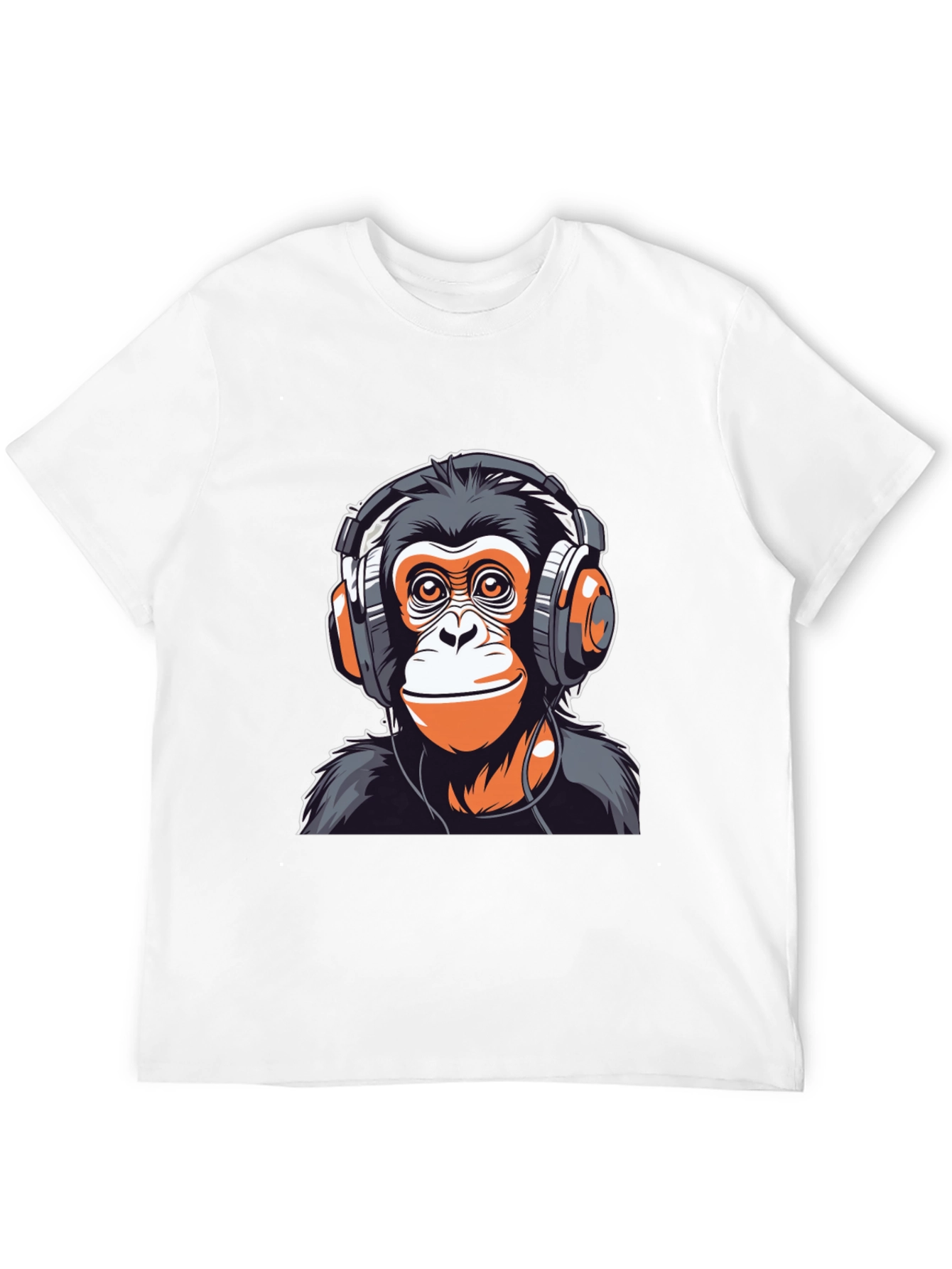 Black Cool Monkey Headphones Graphic Tee view 12