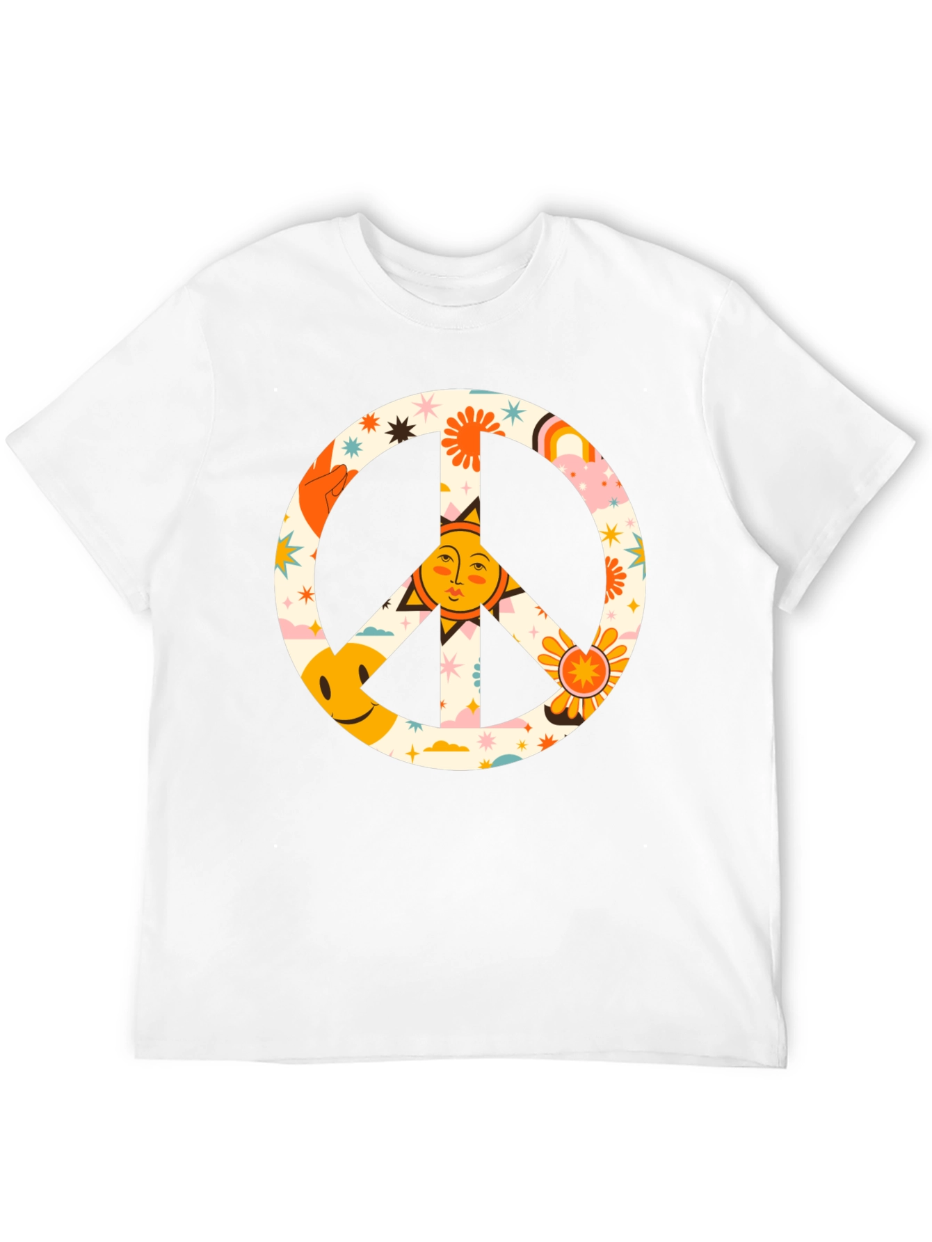 Black Groovy Peace Sign Graphic Tee - Retro Style view 12