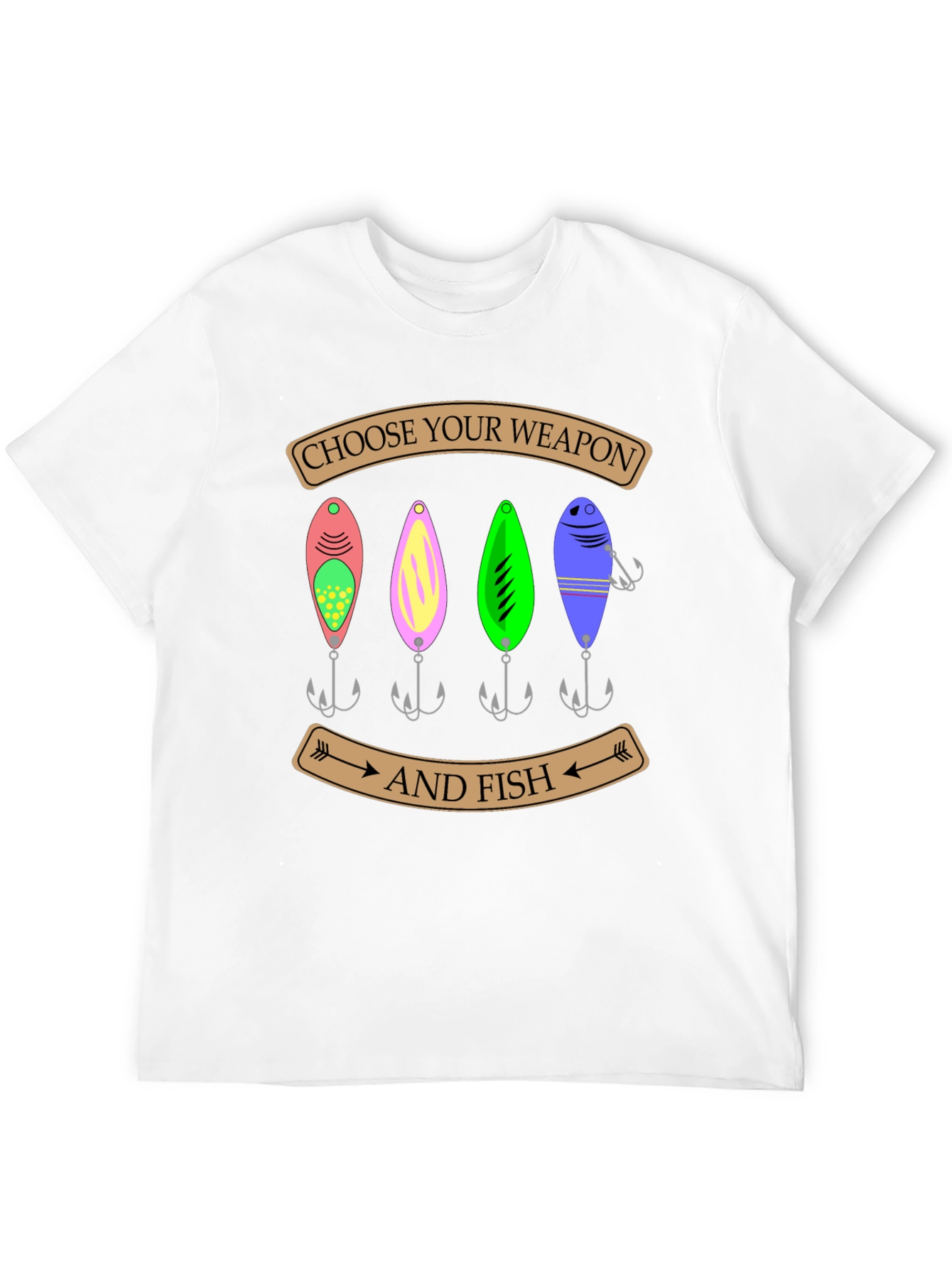 Black Choose Your Weapon and Fish T-Shirt view 12