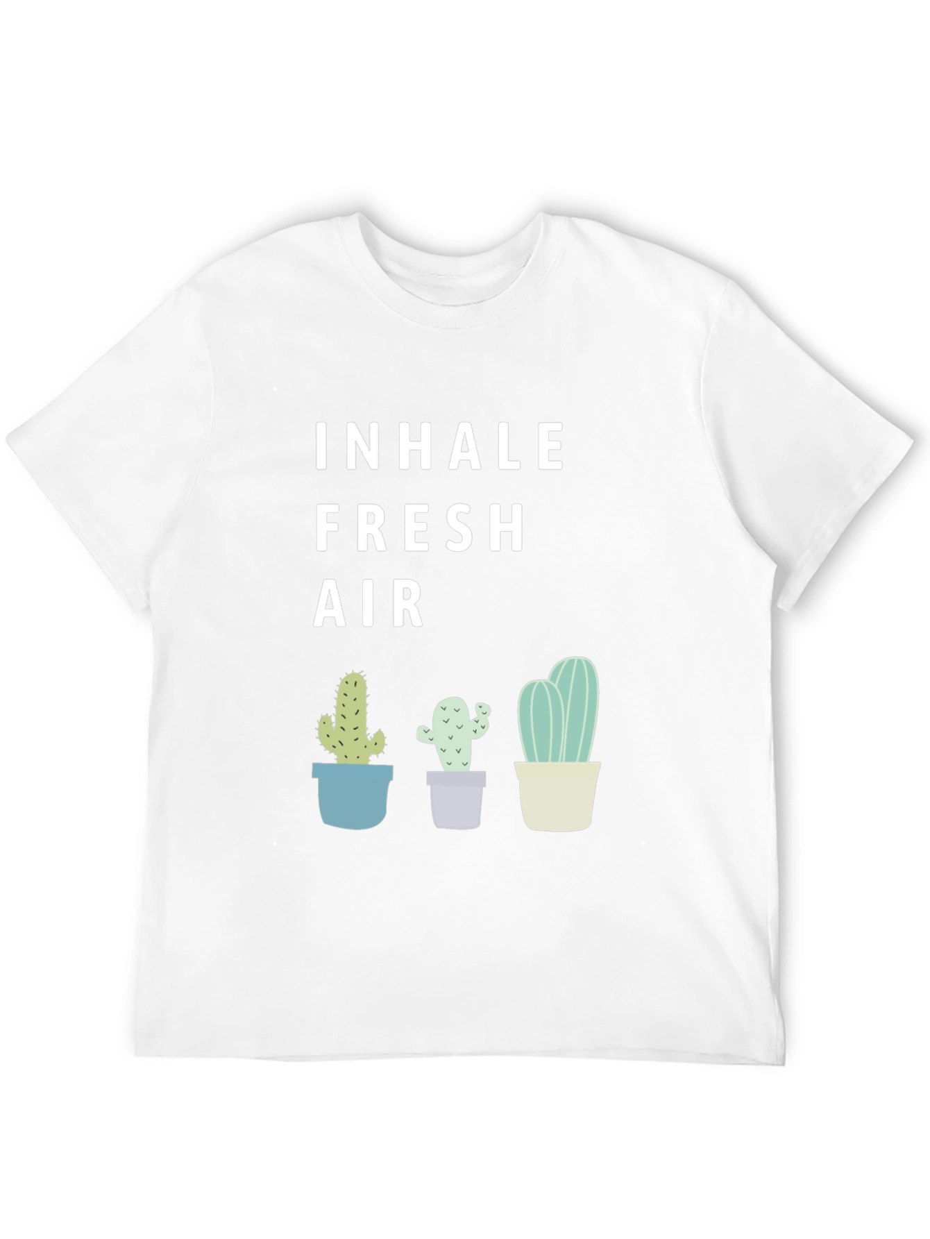 Black Inhale Fresh Air Cactus Graphic Tee - Unisex view 12