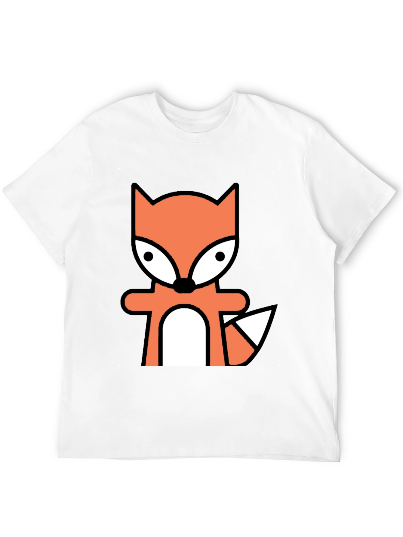 Black Cartoon Fox Graphic Tee - Black Cotton Blend view 12