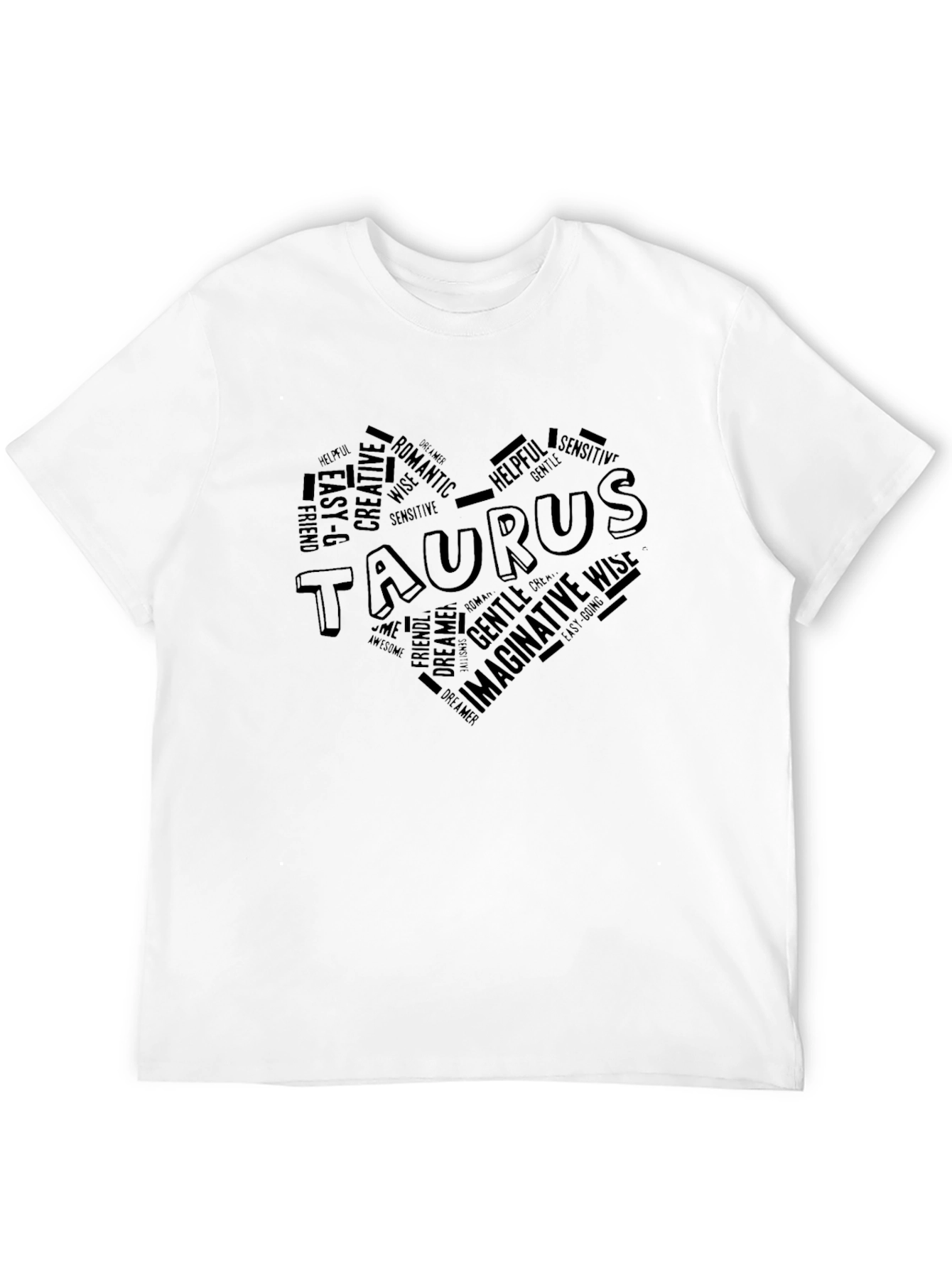 Black Taurus Word Art Tee - Zodiac Sign Shirt view 12