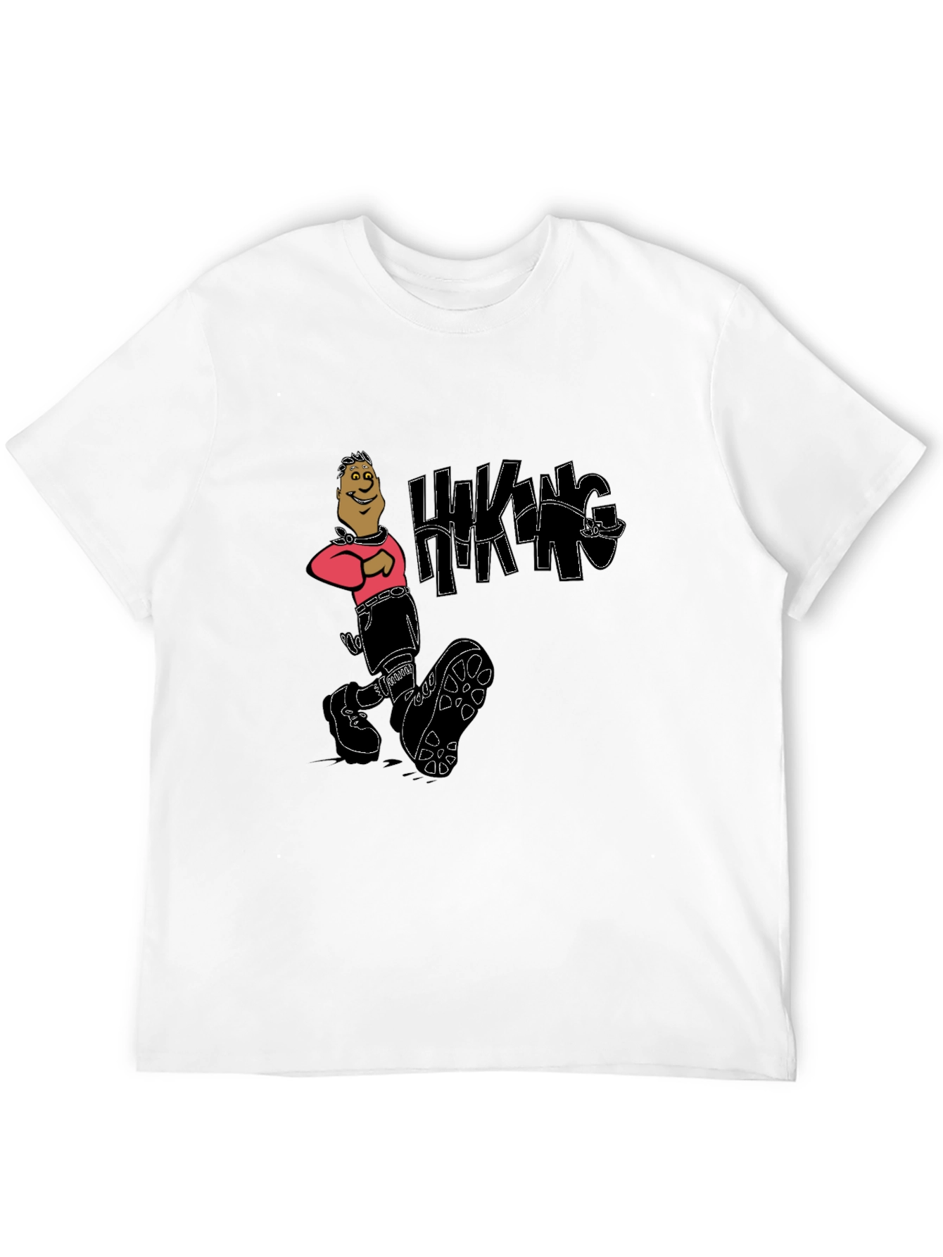 Black Hiking Cartoon Graphic Black T-Shirt view 12