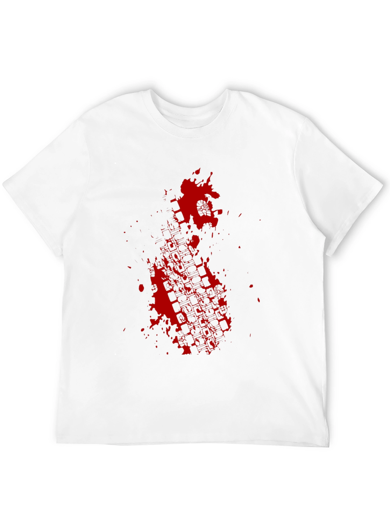 Black Black Tee with Red Tire Track Splatter Graphic view 12
