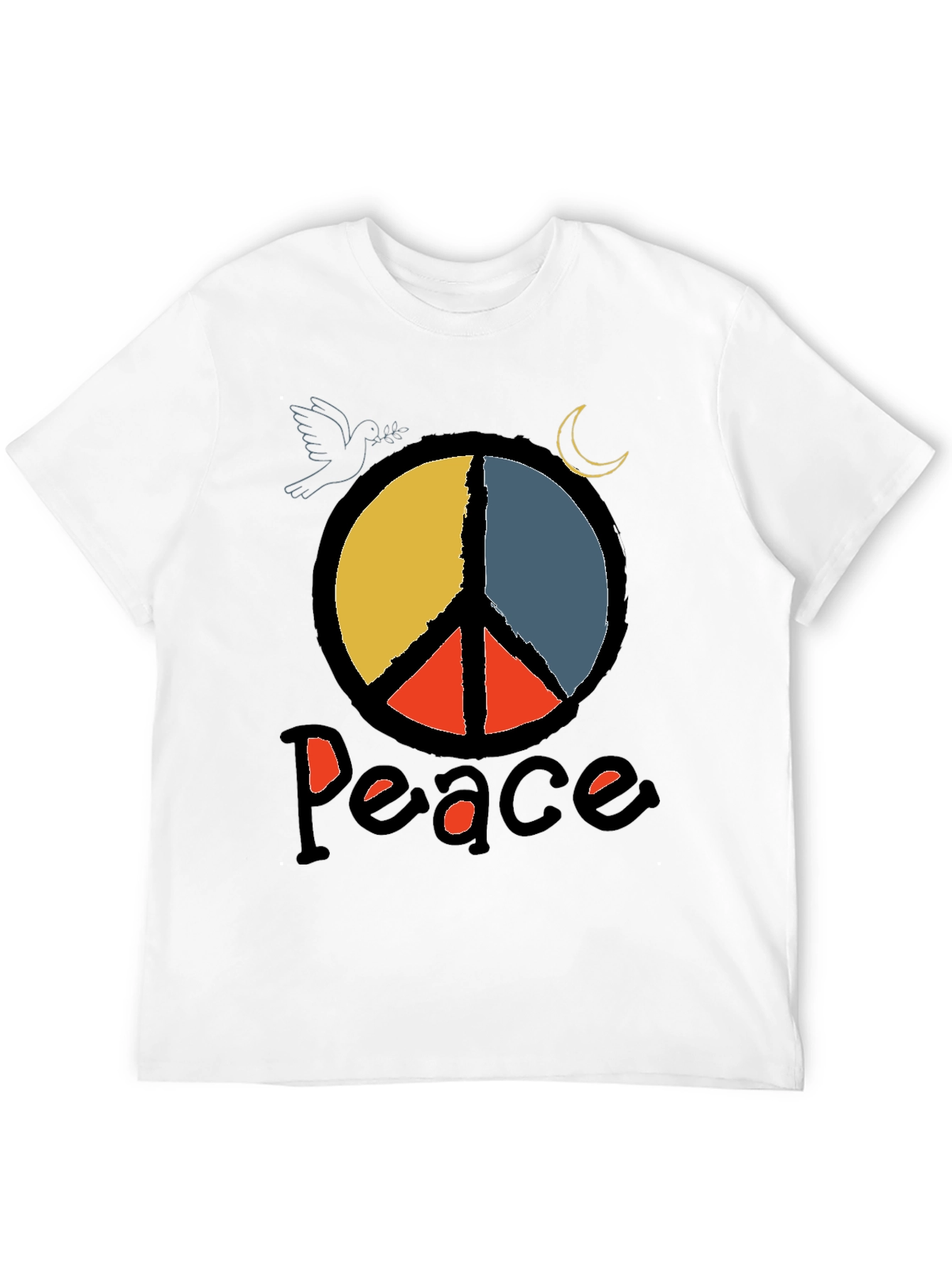 Black Peace Symbol Graphic Tee - Black Crewneck T-Shirt view 12