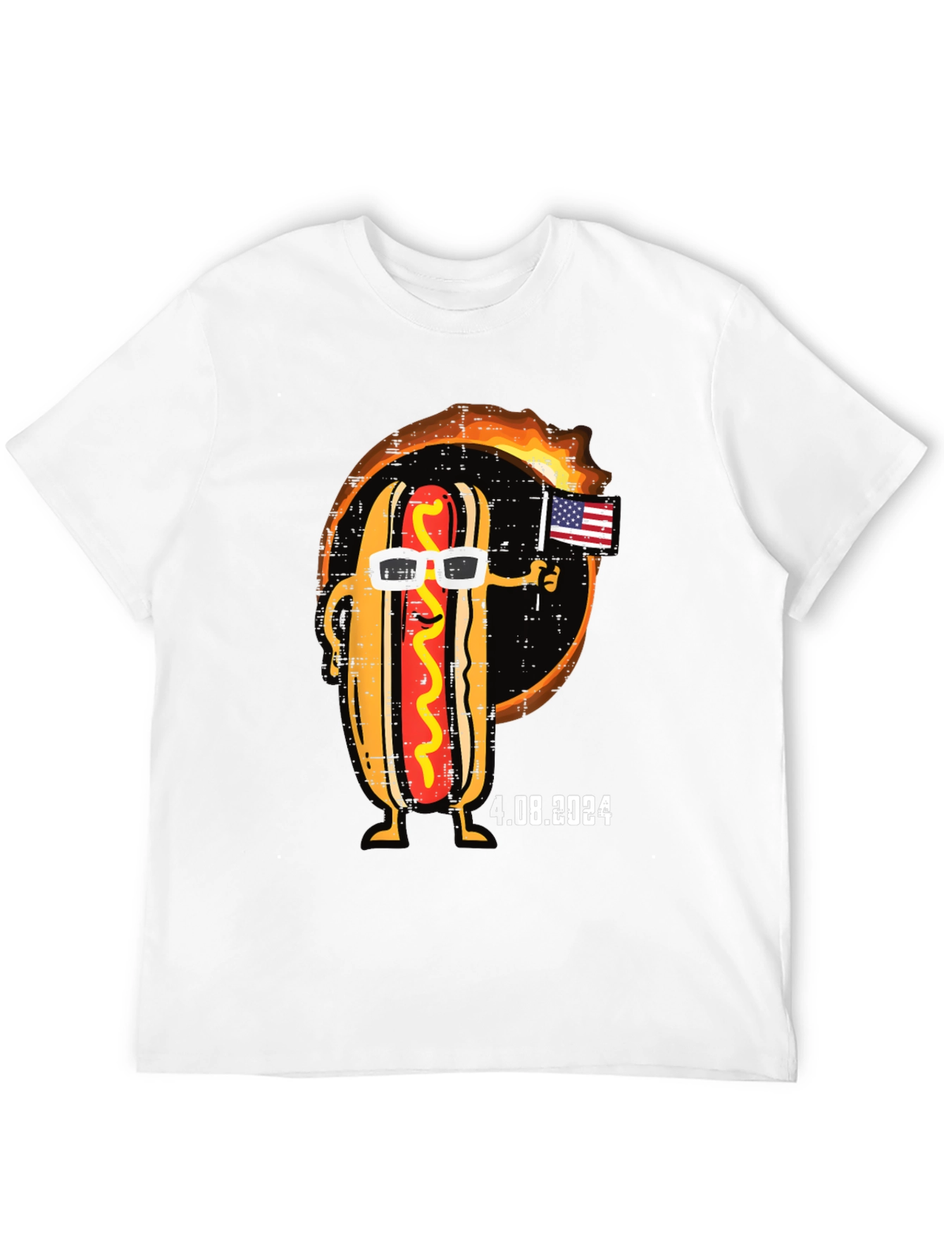 Black Cool Hot Dog T-Shirt - American Flag & Sunglasses view 12