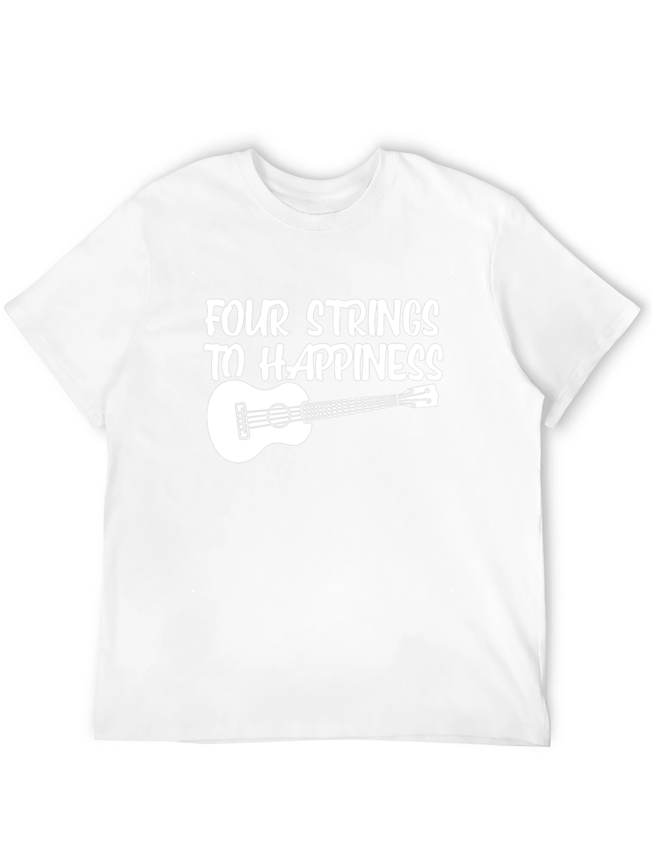 Black Four Strings to Happiness Ukulele T-Shirt view 12