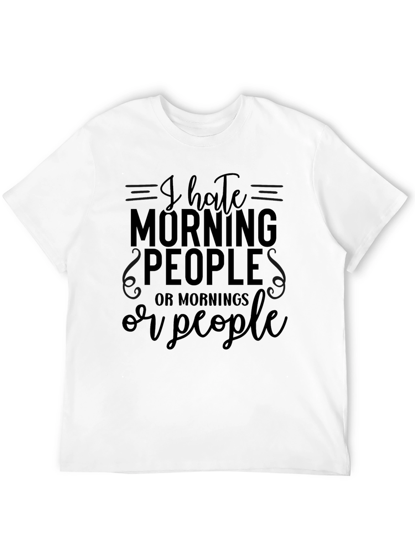 Black Humorous "I Hate Morning People" Graphic T-Shirt view 12