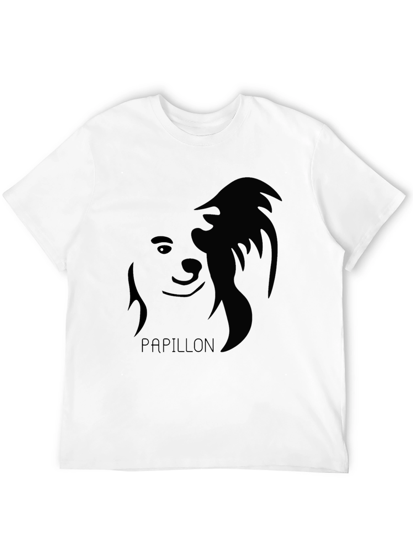 Black Papillon Dog Silhouette T-Shirt - Black Graphic Tee view 12
