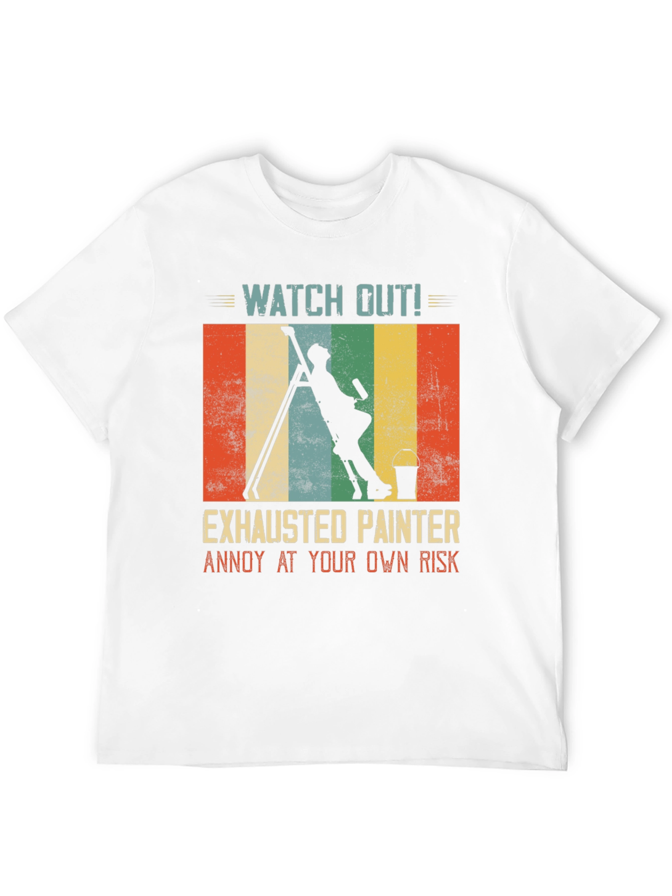 Black Exhausted Painter T-Shirt: Funny Painting Crew Apparel view 12