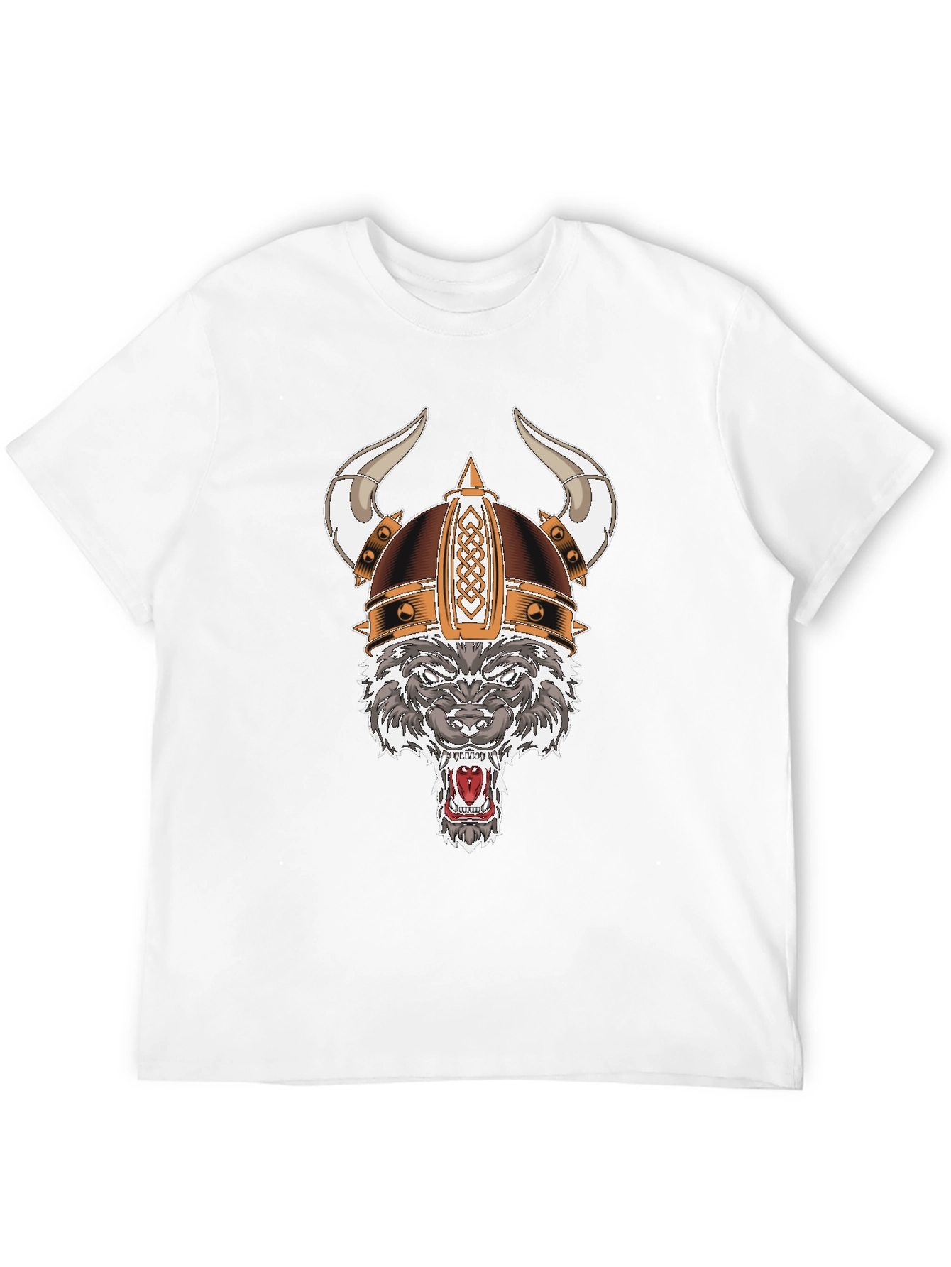 Black Wolf Viking Helmet T-Shirt view 12