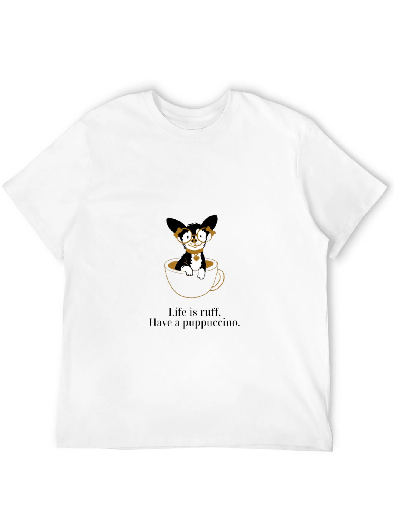 Black Puppuccino T-Shirt: Cute Dog in Coffee Cup Tee view 12