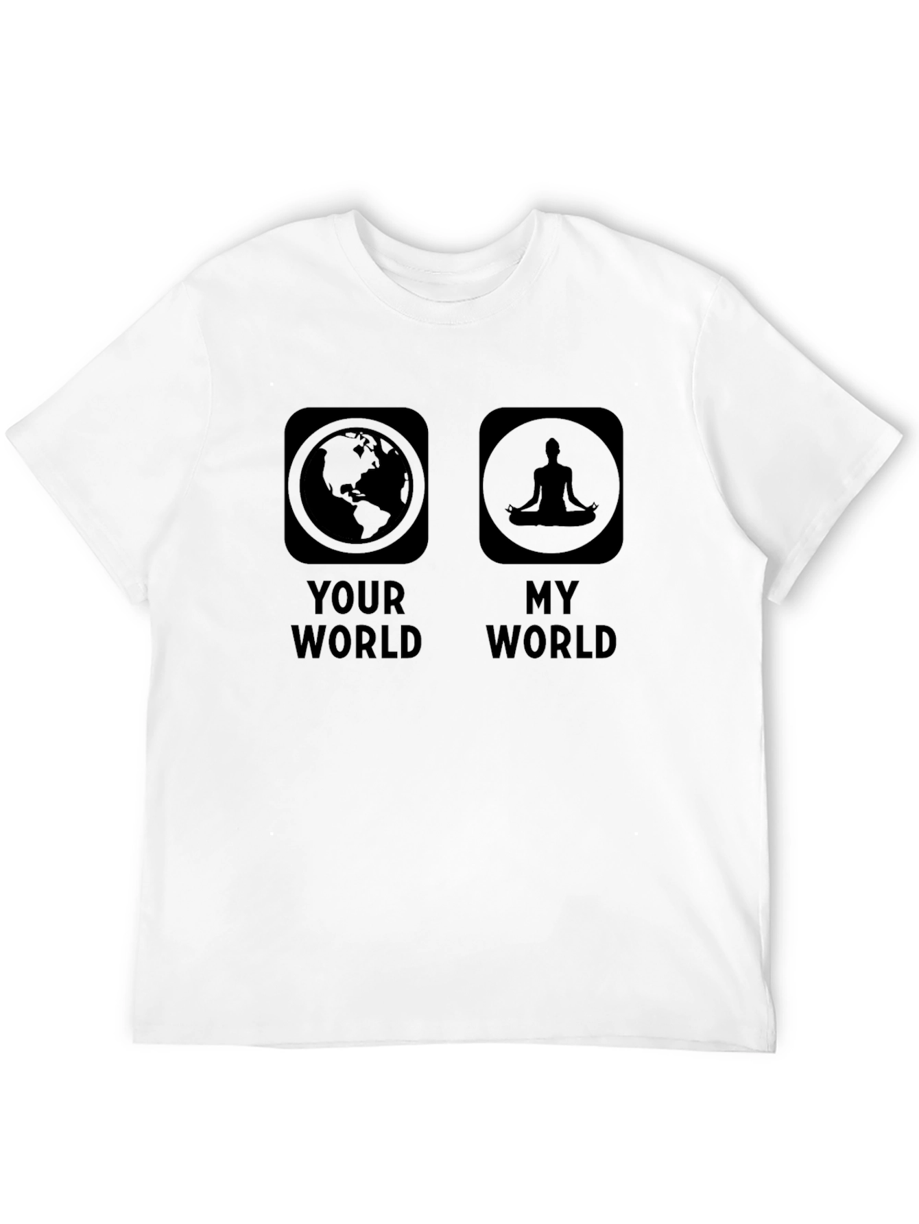 Black Your World My World Yoga Meditation Graphic Tee view 12